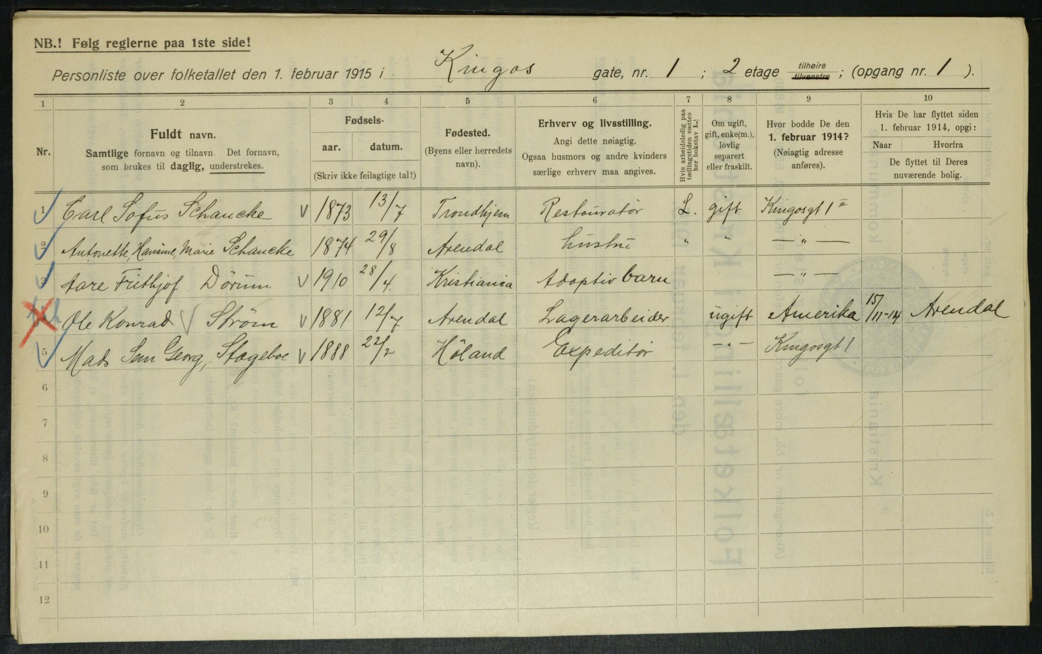 OBA, Municipal Census 1915 for Kristiania, 1915, p. 49079