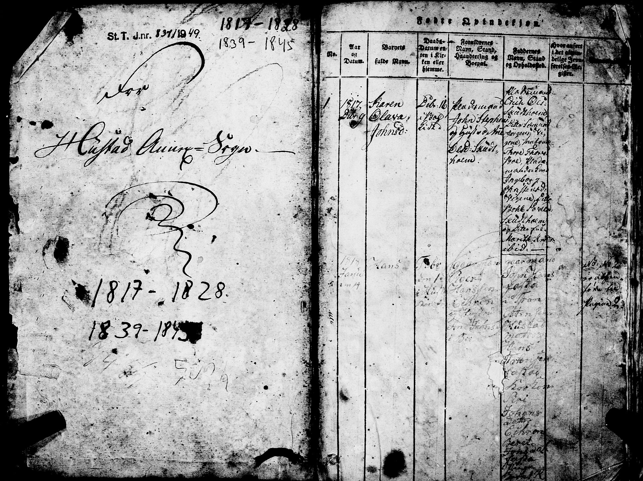 Ministerialprotokoller, klokkerbøker og fødselsregistre - Møre og Romsdal, SAT/A-1454/567/L0781: Parish register (copy) no. 567C01, 1818-1845, p. 1