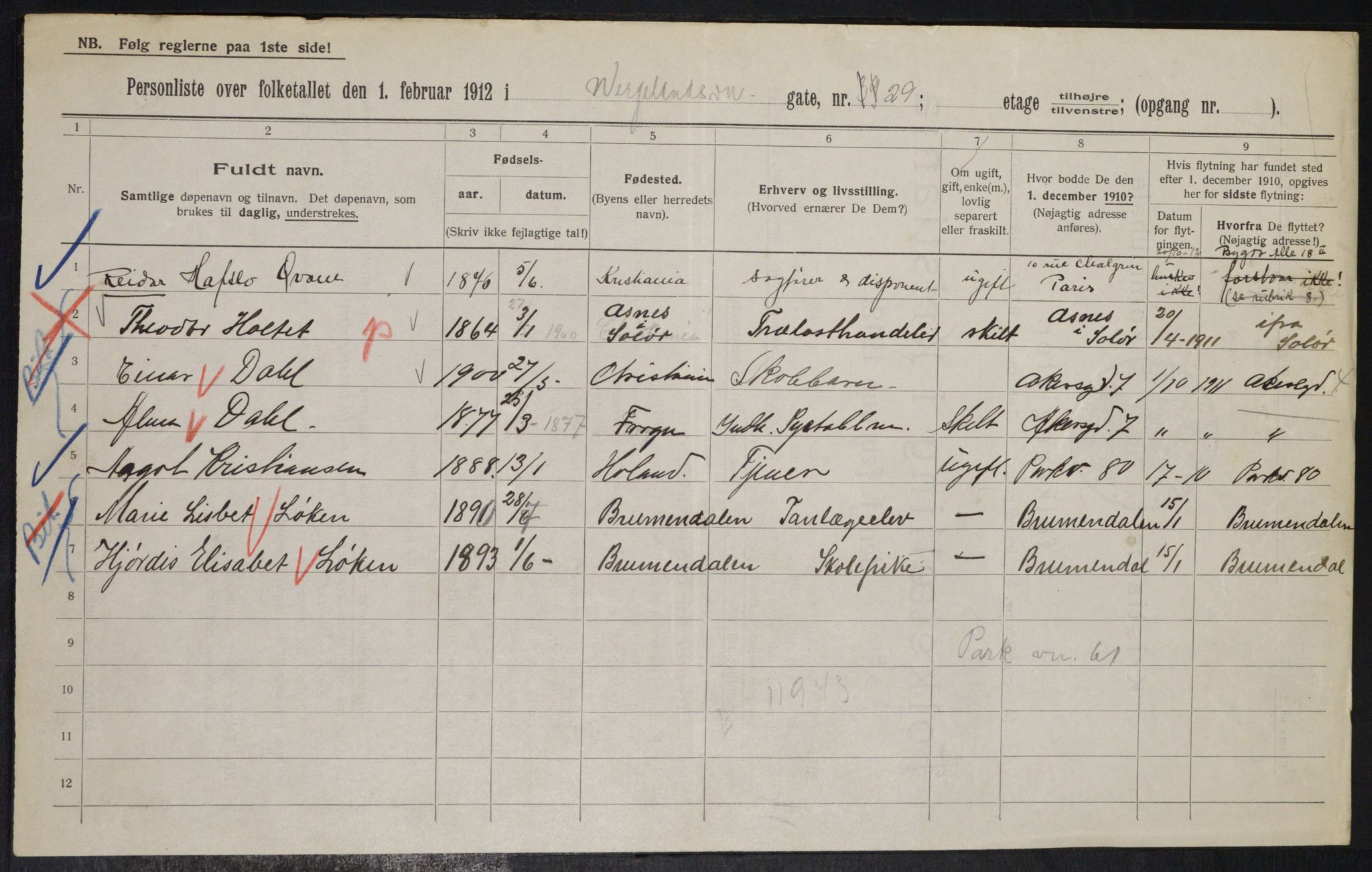 OBA, Municipal Census 1912 for Kristiania, 1912, p. 127873