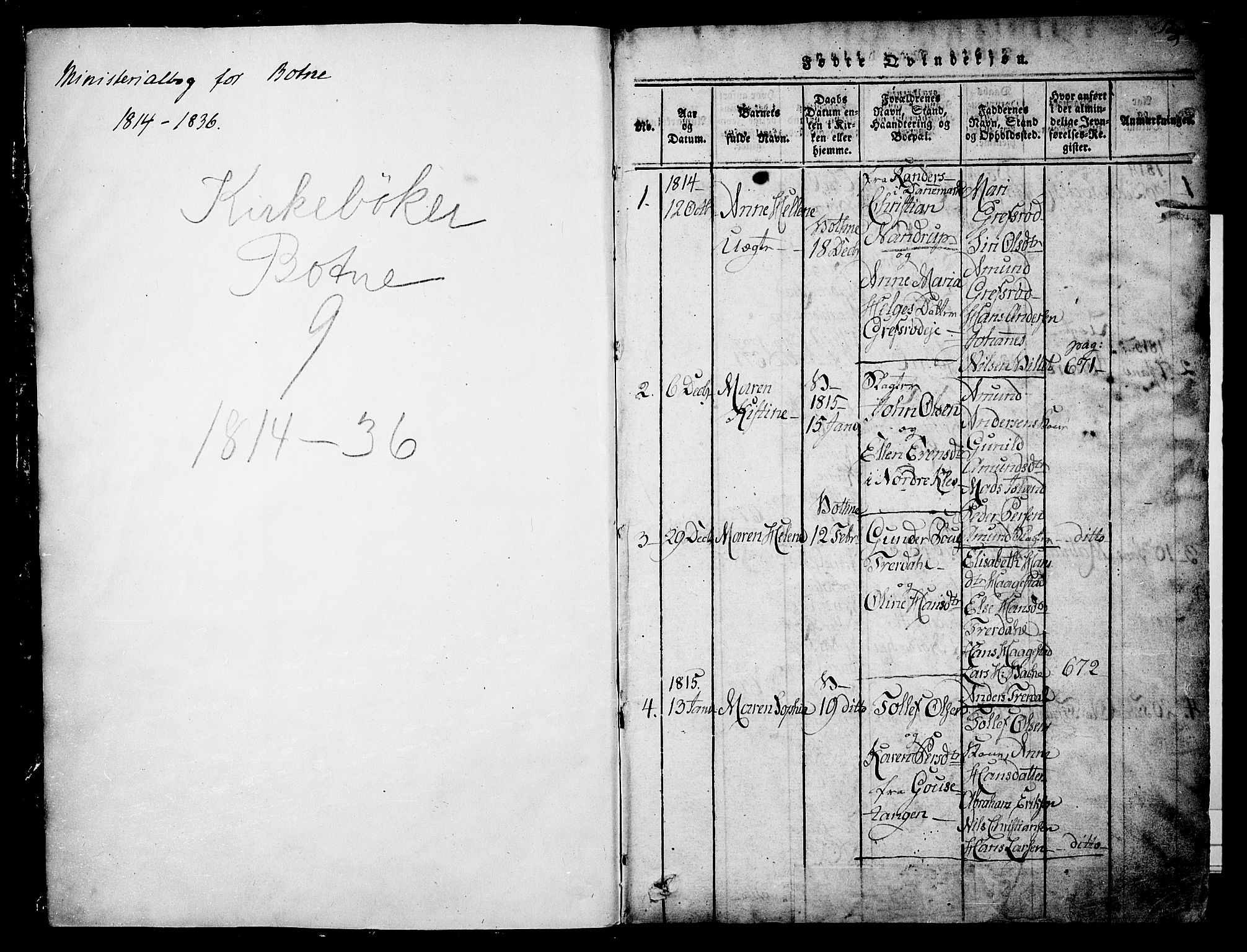 Botne kirkebøker, SAKO/A-340/F/Fa/L0005: Parish register (official) no. I 5, 1814-1836