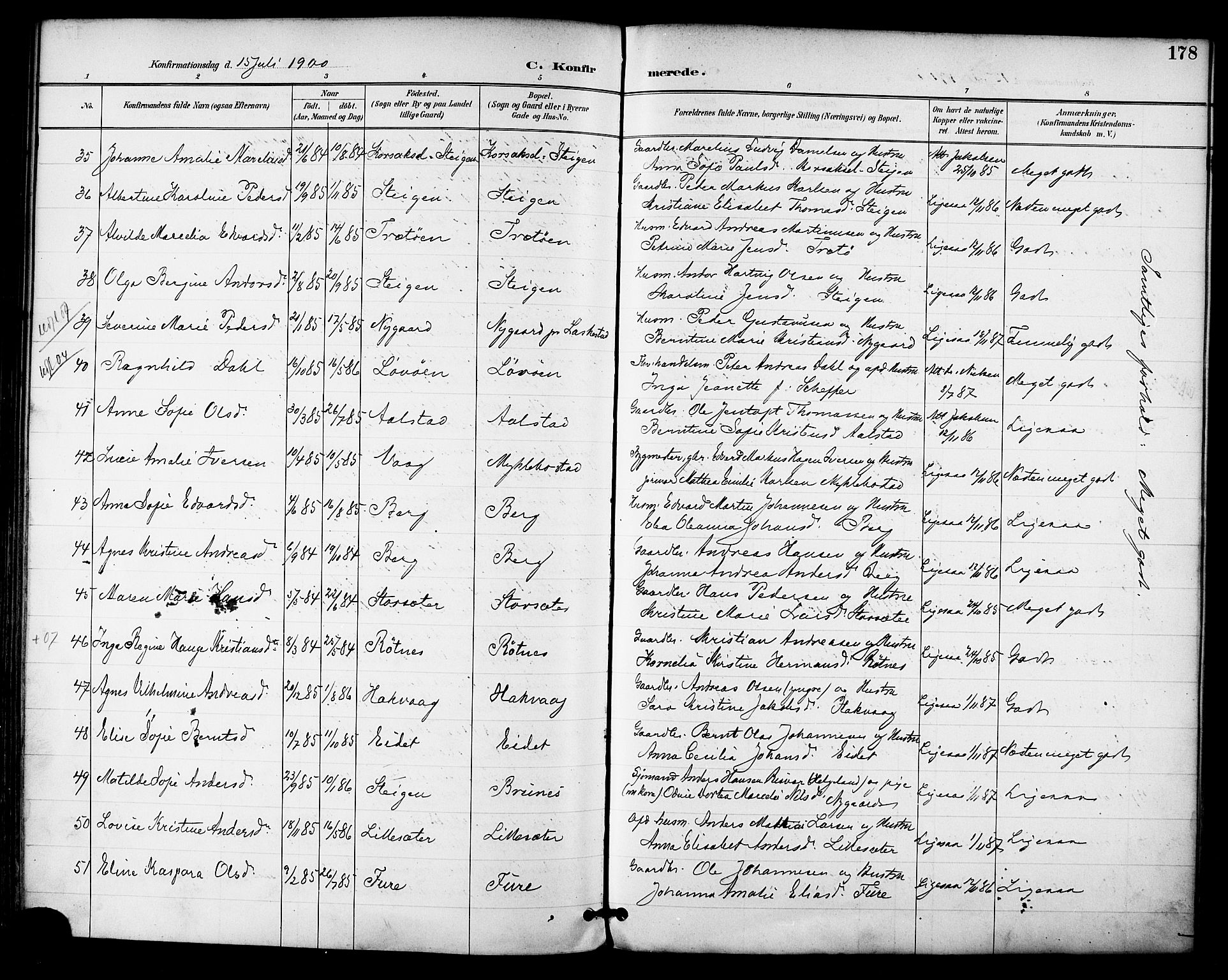 Ministerialprotokoller, klokkerbøker og fødselsregistre - Nordland, AV/SAT-A-1459/855/L0803: Parish register (official) no. 855A11, 1887-1905, p. 178