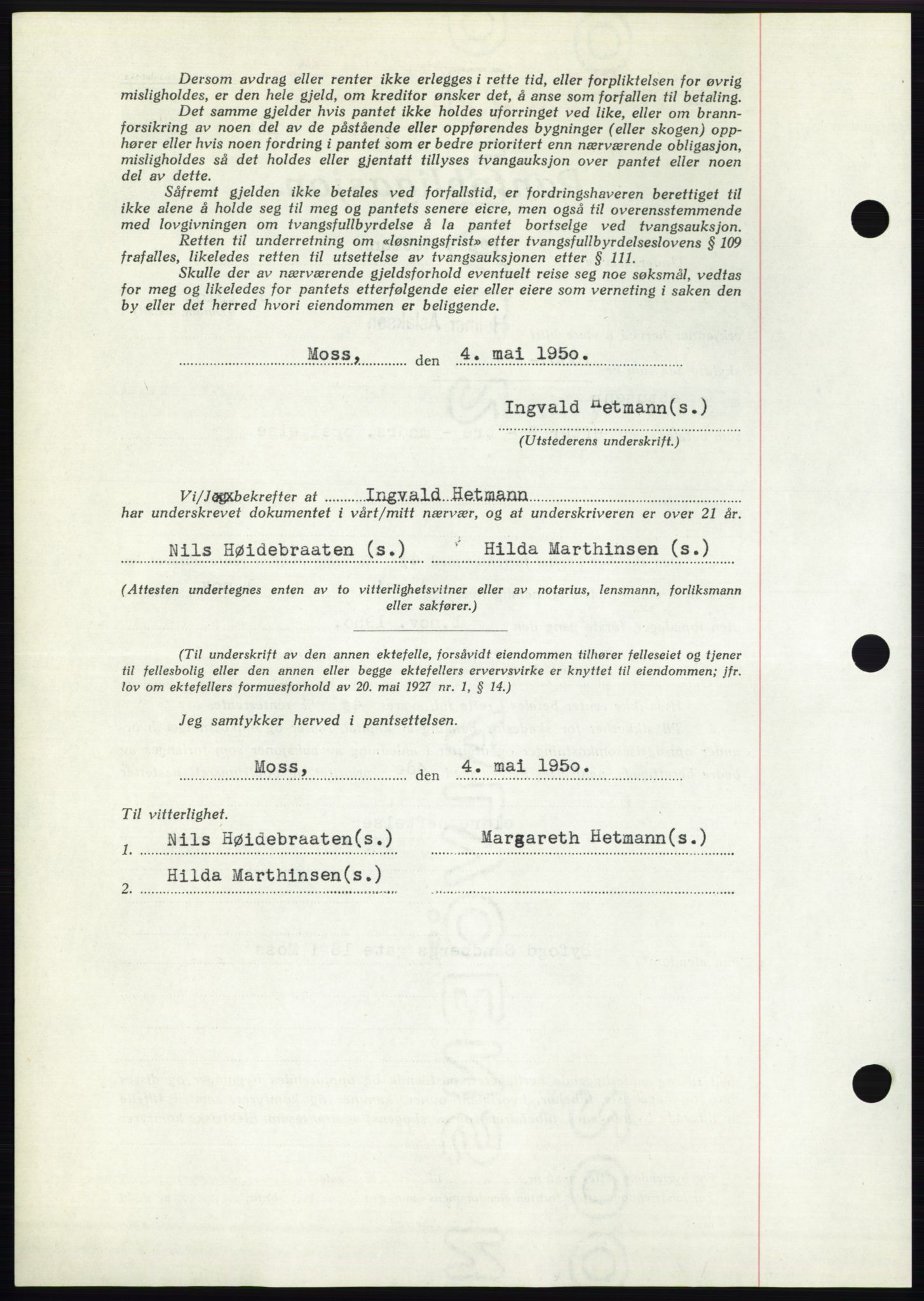 Moss sorenskriveri, AV/SAO-A-10168: Mortgage book no. B24, 1950-1950, Diary no: : 1367/1950