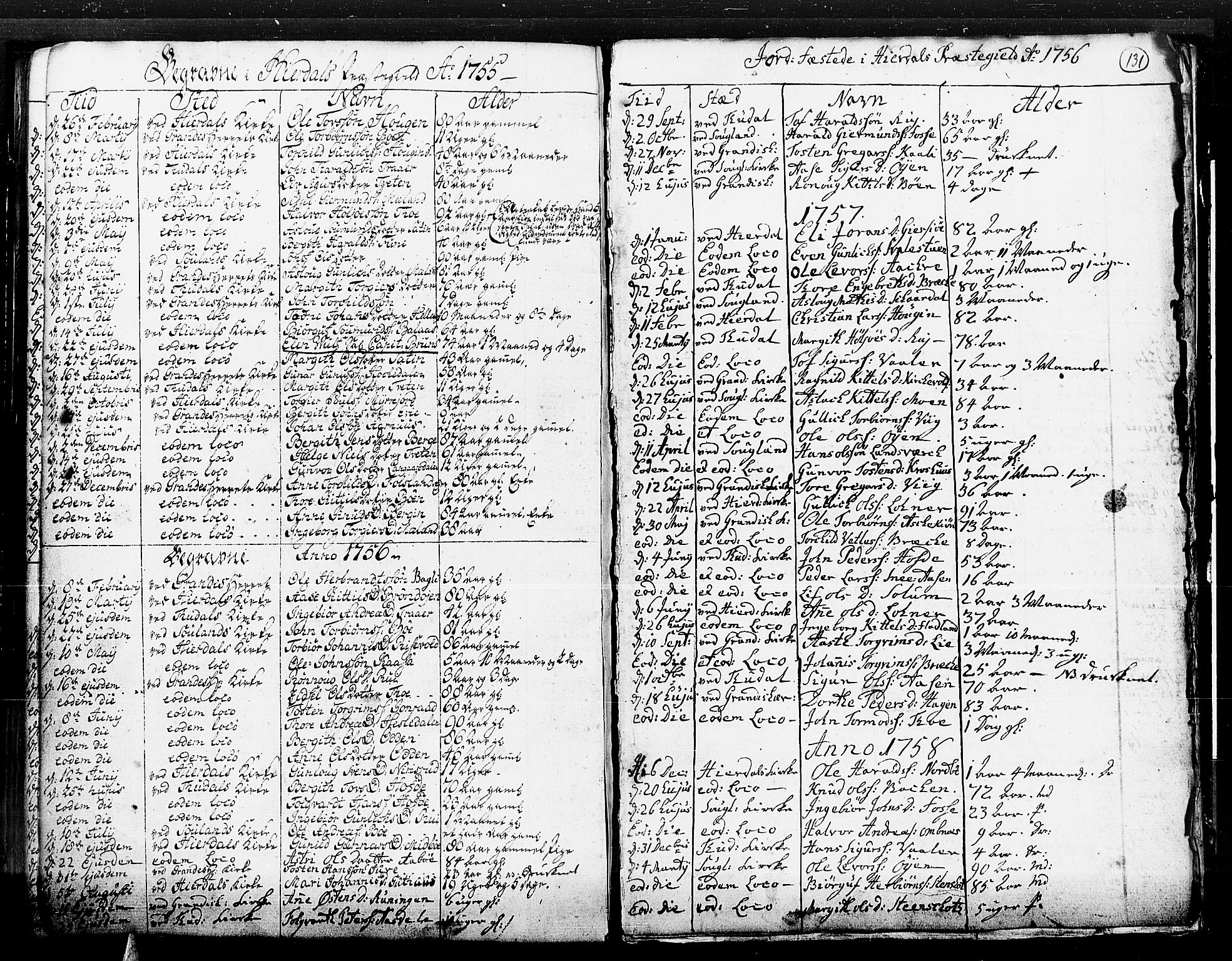 Hjartdal kirkebøker, SAKO/A-270/F/Fa/L0003: Parish register (official) no. I 3, 1727-1775, p. 131