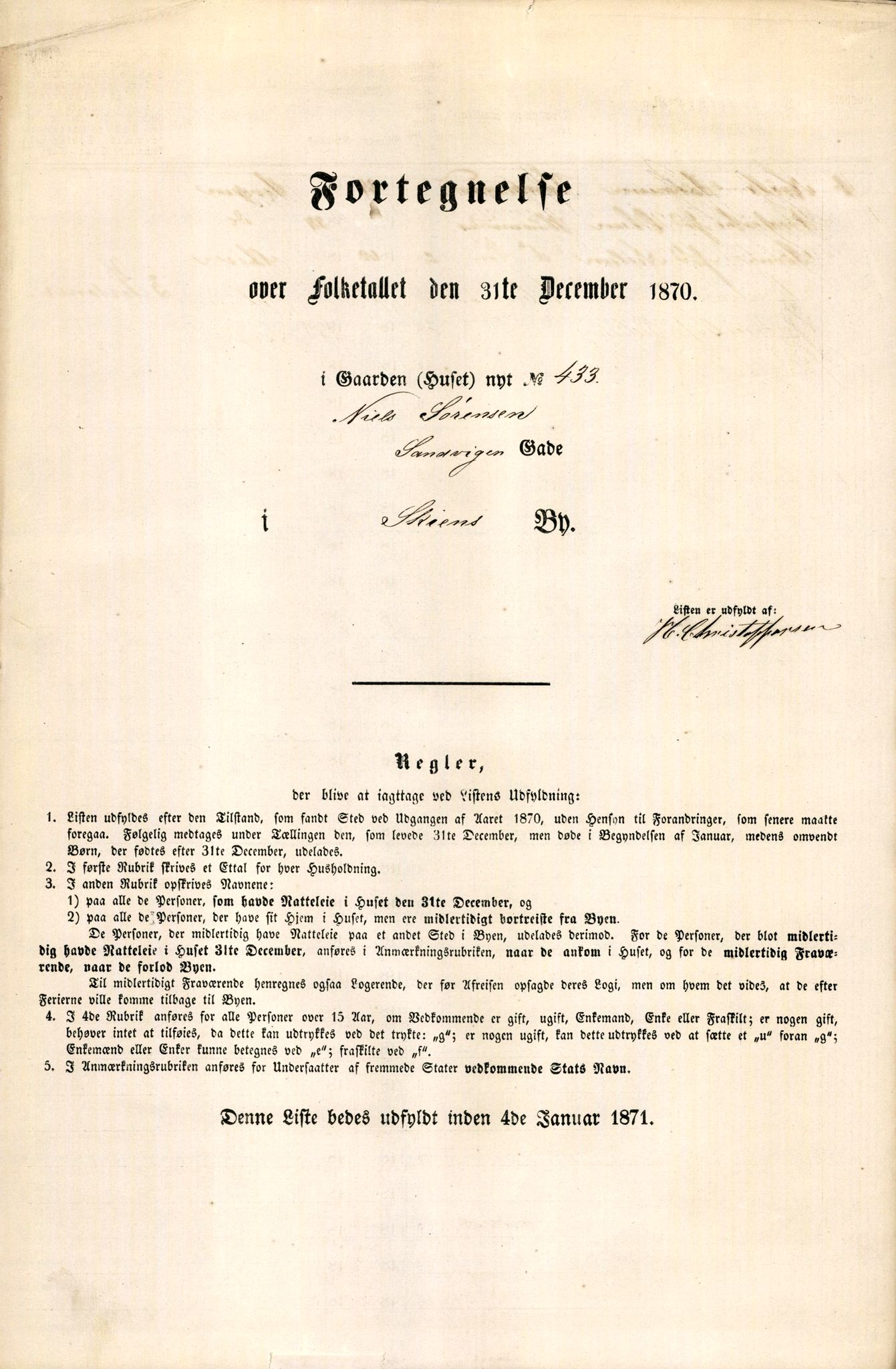 RA, 1870 census for 0806 Skien, 1870, p. 9