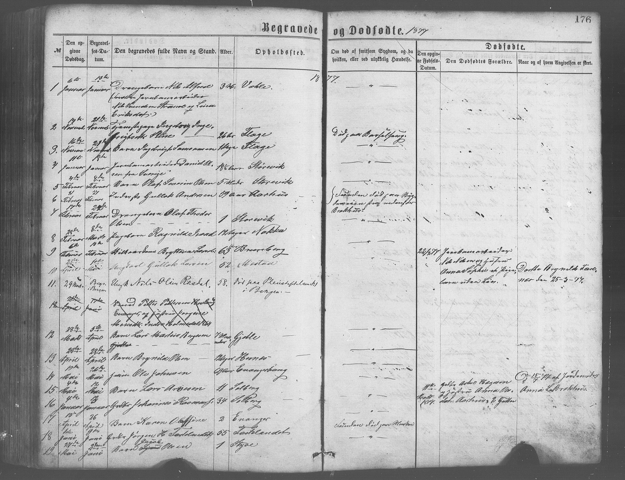 Evanger sokneprestembete, SAB/A-99924: Parish register (copy) no. A 2, 1863-1879, p. 176