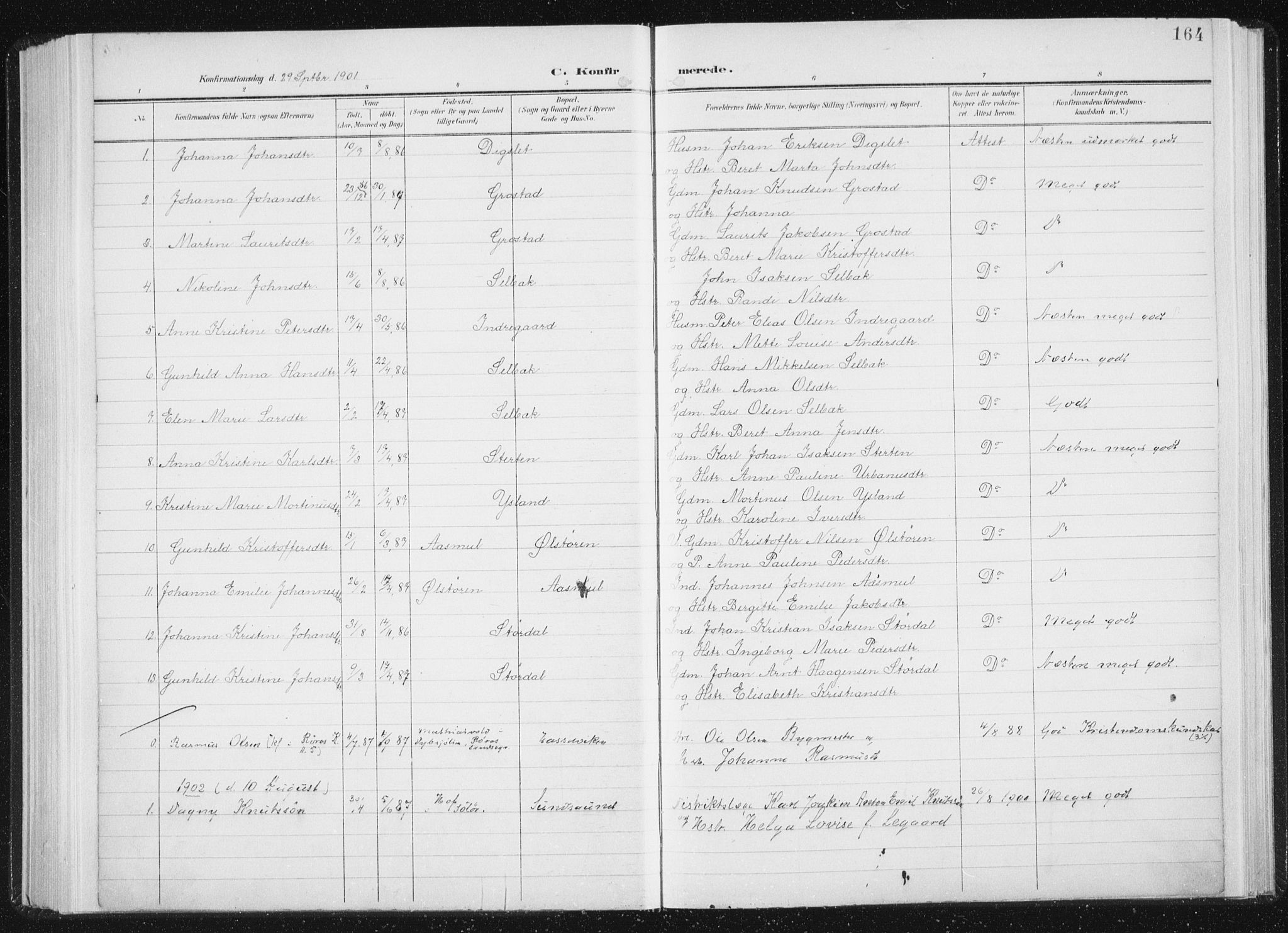 Ministerialprotokoller, klokkerbøker og fødselsregistre - Sør-Trøndelag, SAT/A-1456/647/L0635: Parish register (official) no. 647A02, 1896-1911, p. 164