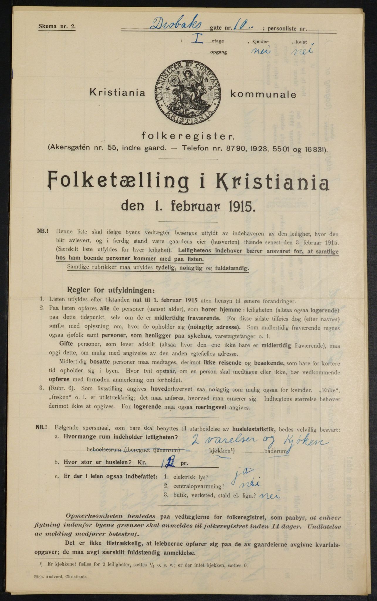 OBA, Municipal Census 1915 for Kristiania, 1915, p. 17414