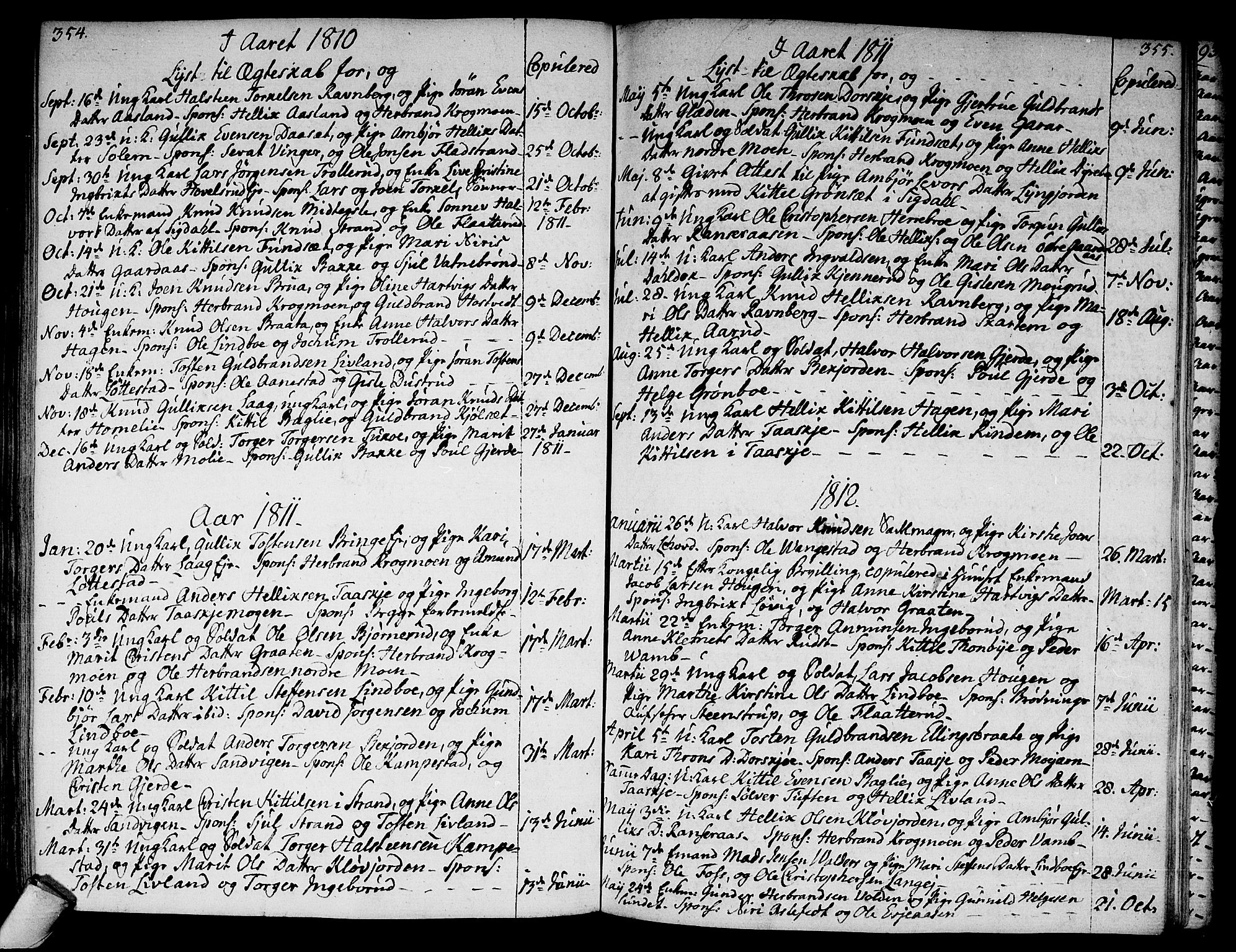 Flesberg kirkebøker, AV/SAKO-A-18/F/Fa/L0004: Parish register (official) no. I 4, 1788-1815, p. 354-355