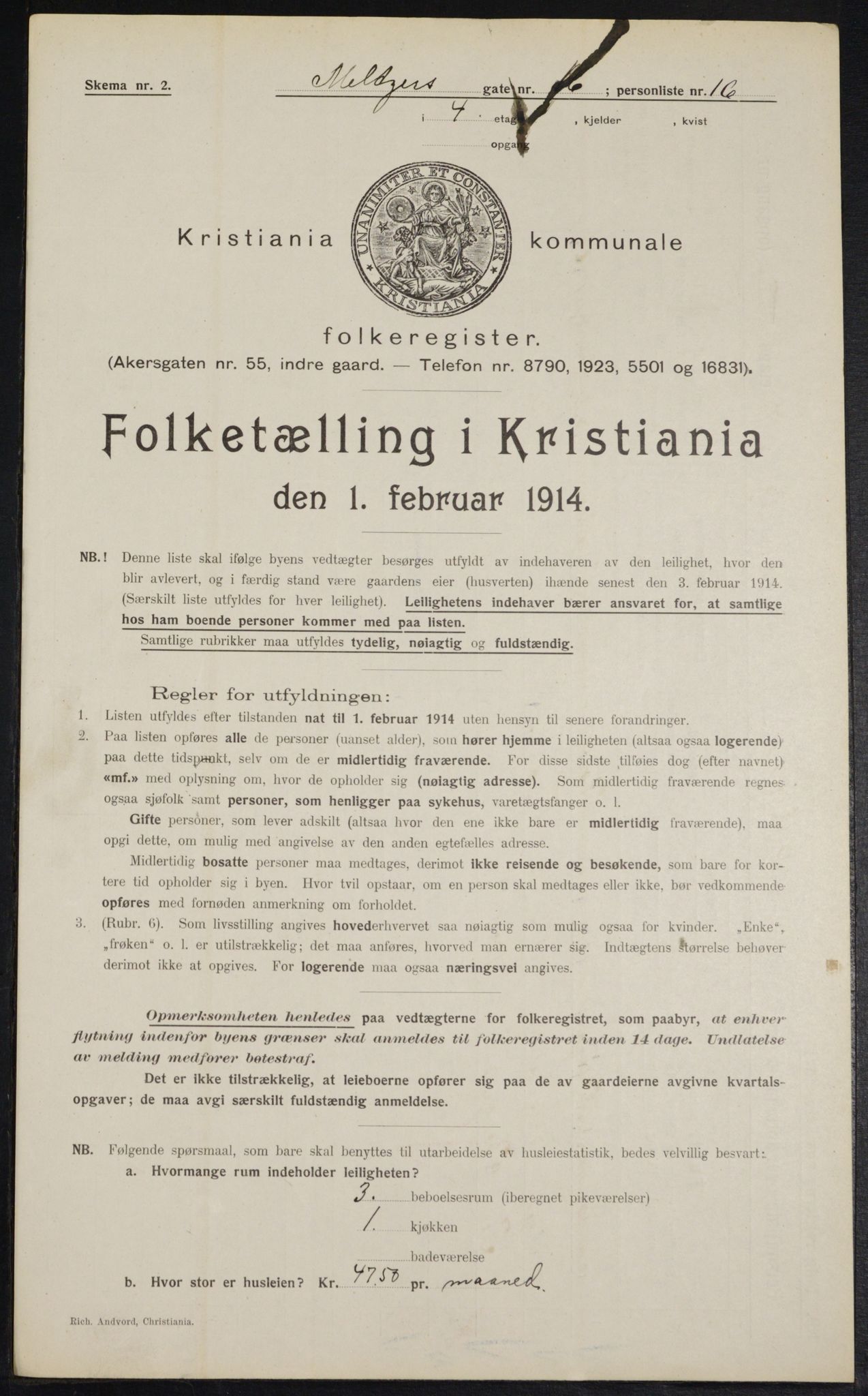 OBA, Municipal Census 1914 for Kristiania, 1914, p. 65259