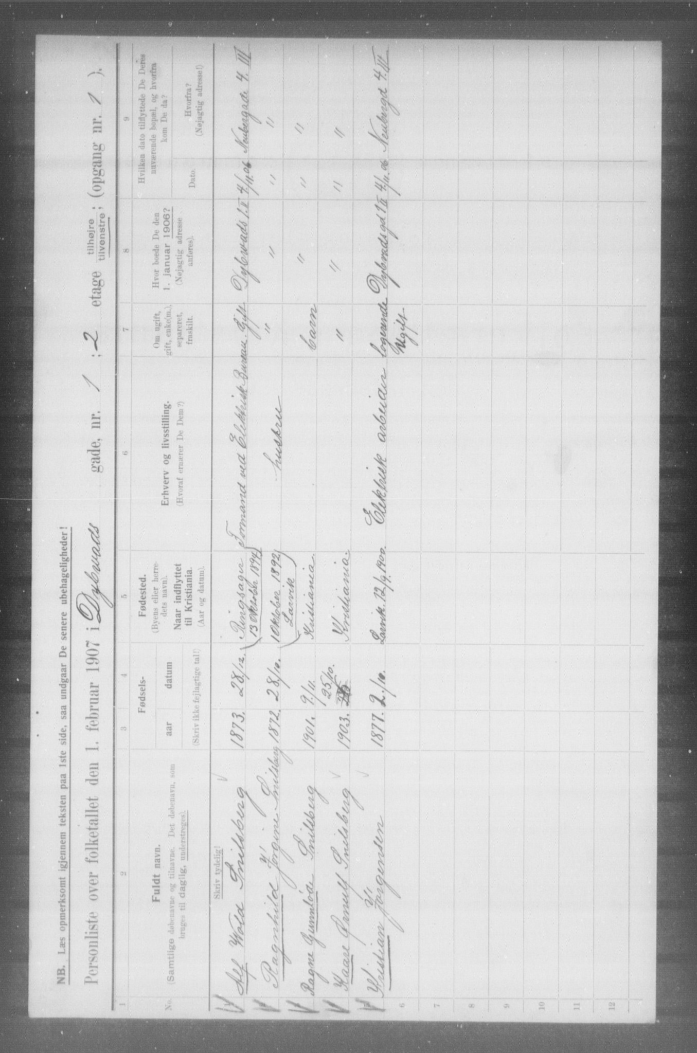 OBA, Municipal Census 1907 for Kristiania, 1907, p. 8895