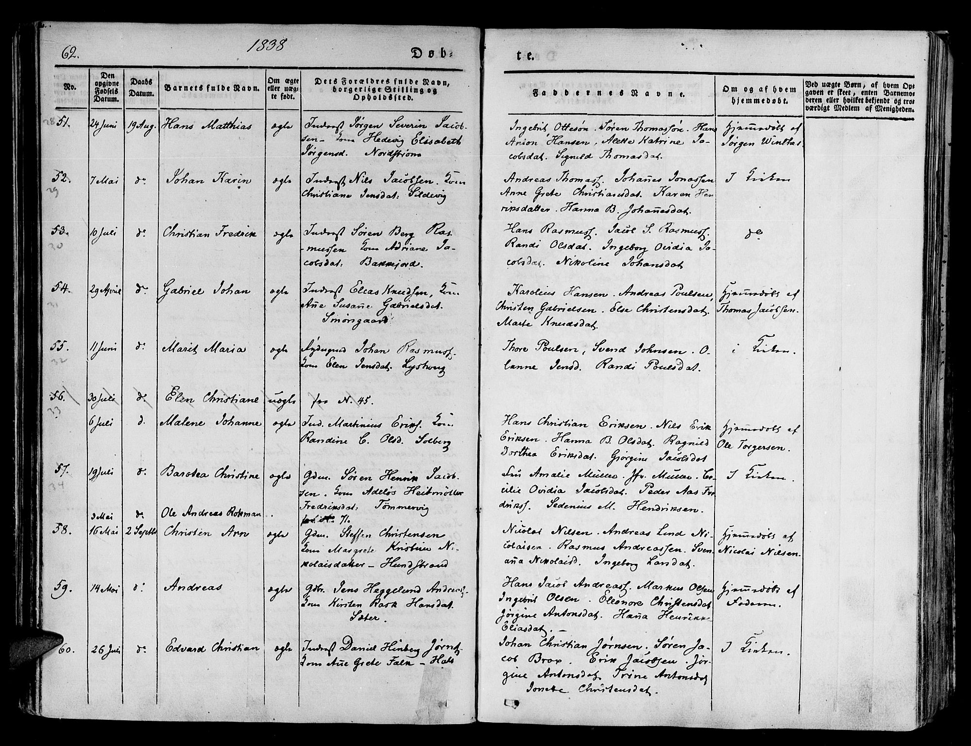 Tranøy sokneprestkontor, AV/SATØ-S-1313/I/Ia/Iaa/L0005kirke: Parish register (official) no. 5, 1829-1844, p. 62