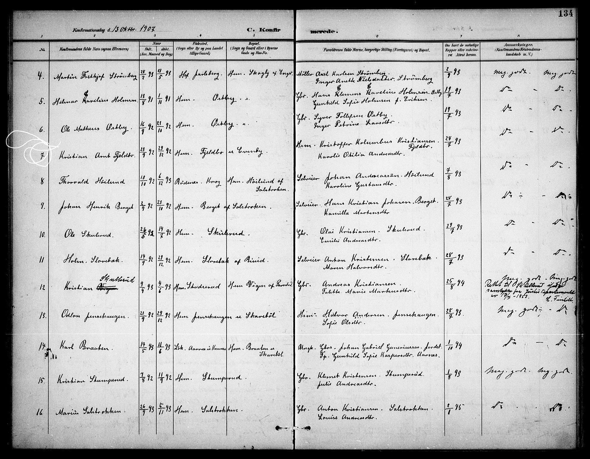 Høland prestekontor Kirkebøker, AV/SAO-A-10346a/F/Fb/L0003: Parish register (official) no. II 3, 1897-1912, p. 134