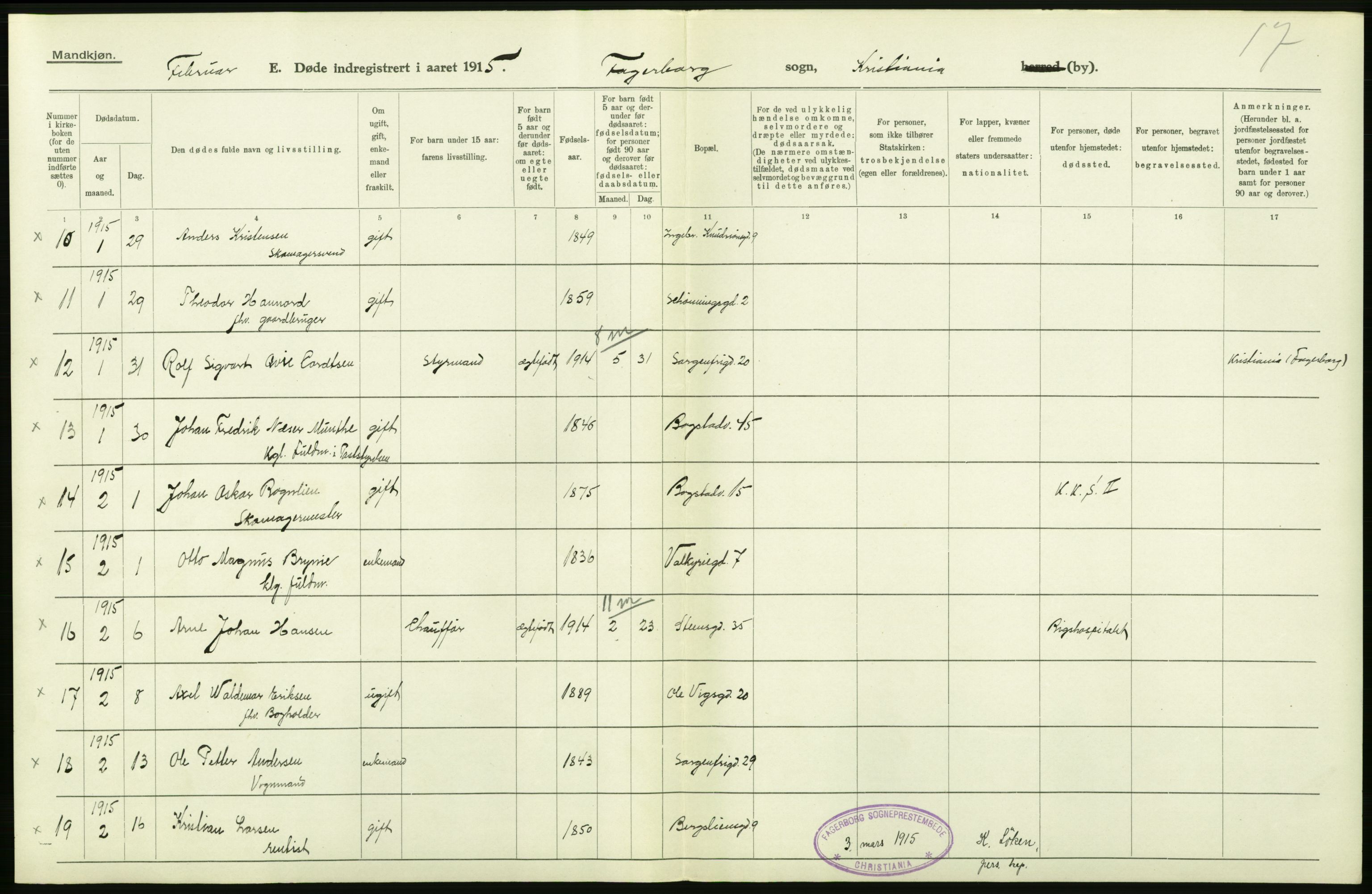 Statistisk sentralbyrå, Sosiodemografiske emner, Befolkning, AV/RA-S-2228/D/Df/Dfb/Dfbe/L0009: Kristiania: Døde., 1915, p. 600