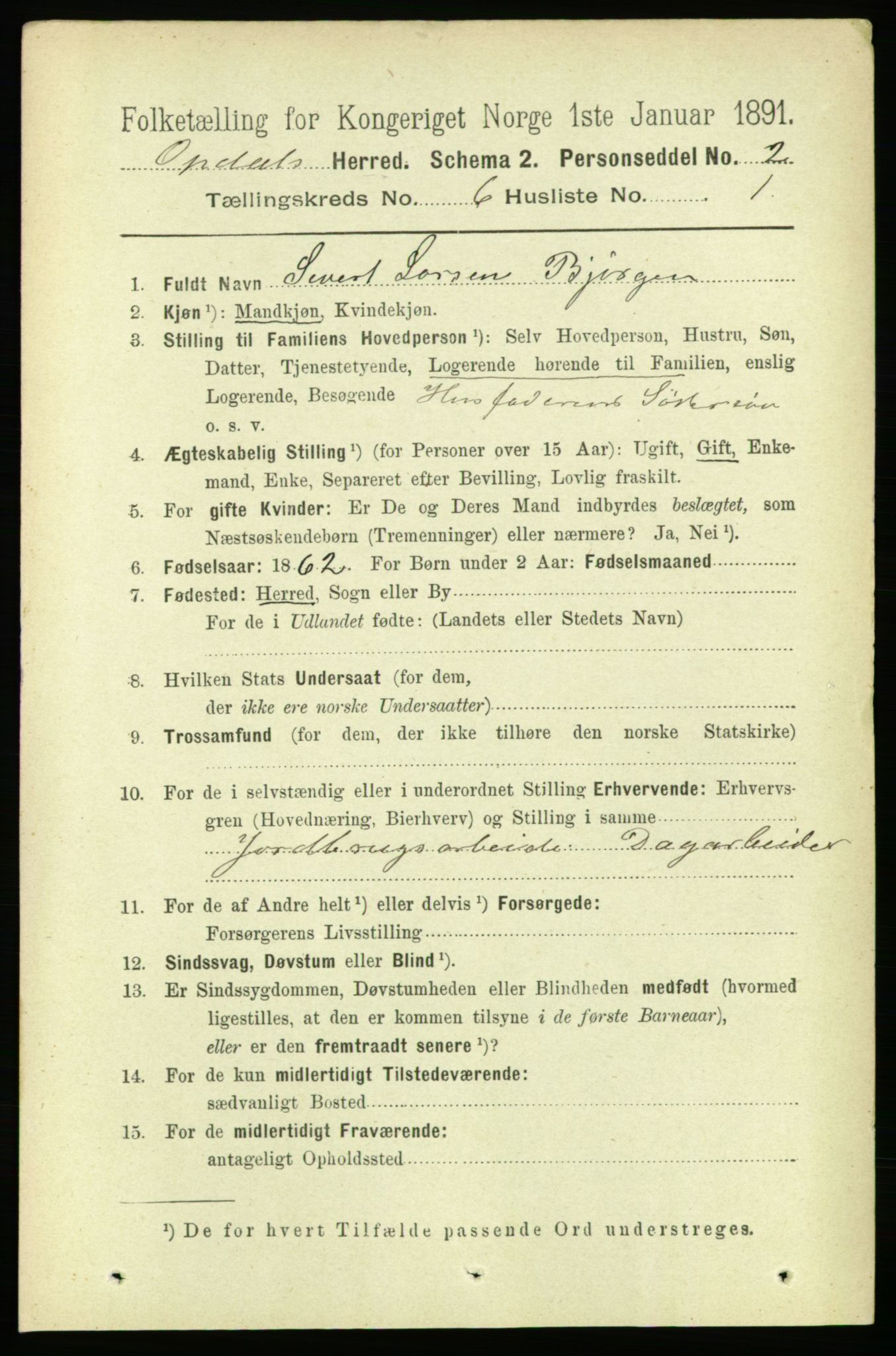 RA, 1891 census for 1634 Oppdal, 1891, p. 2781