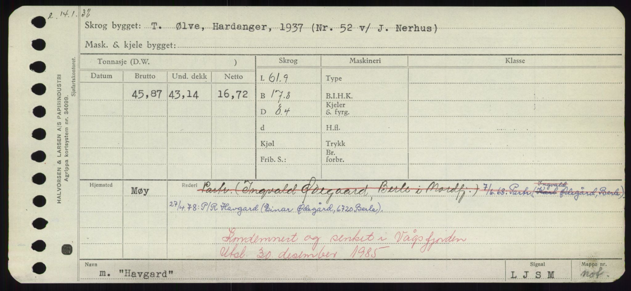 Sjøfartsdirektoratet med forløpere, Skipsmålingen, RA/S-1627/H/Hd/L0014: Fartøy, H-Havl, p. 549