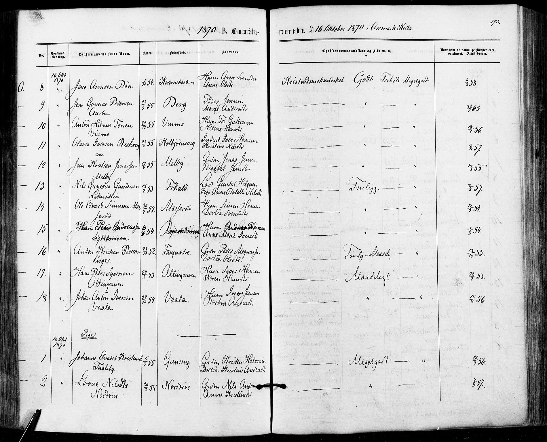 Aremark prestekontor Kirkebøker, SAO/A-10899/F/Fc/L0004: Parish register (official) no. III 4, 1866-1877, p. 371-372