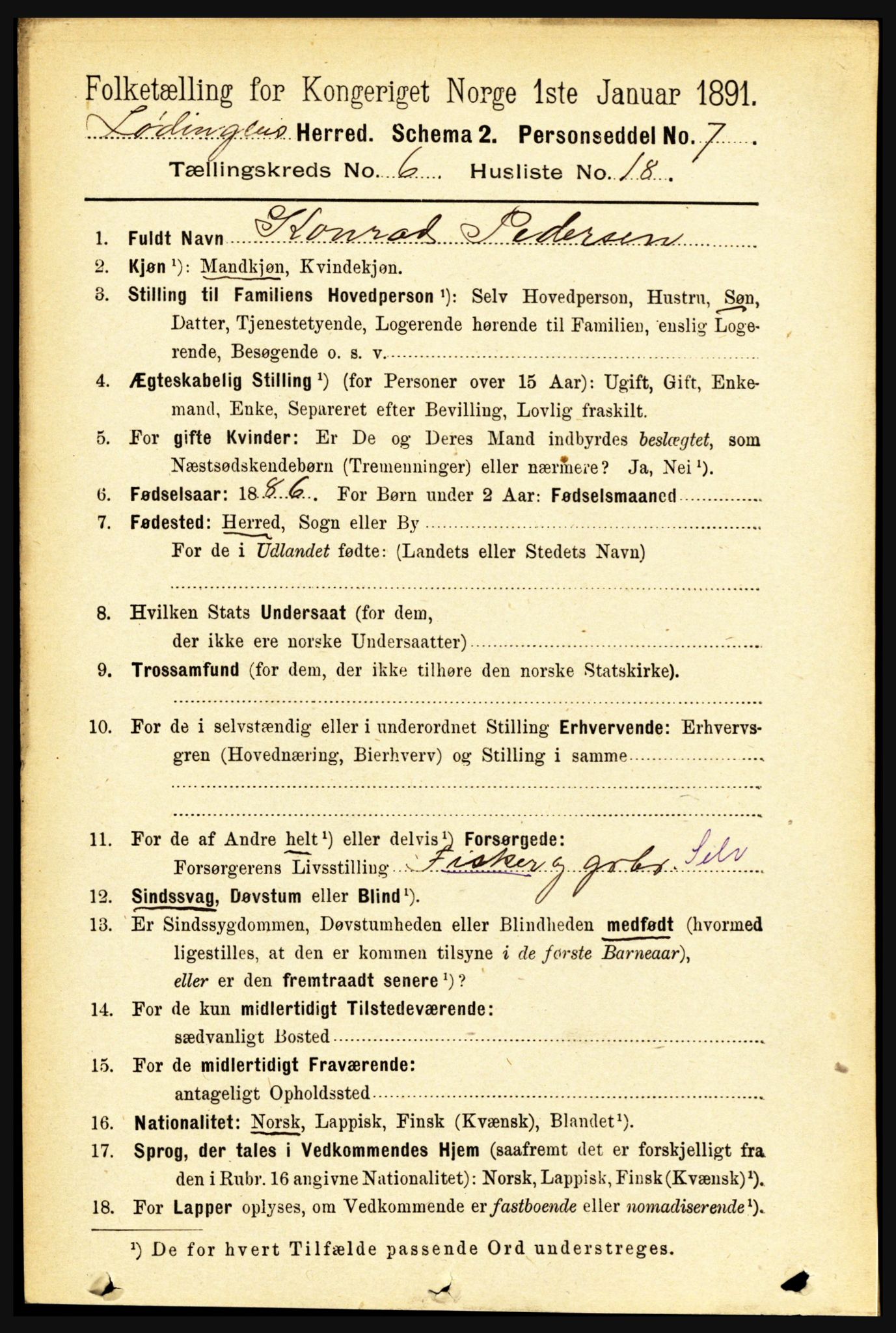 RA, 1891 census for 1851 Lødingen, 1891, p. 2882