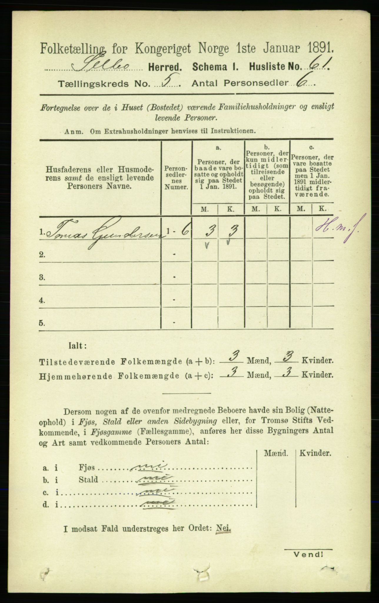 RA, 1891 census for 1664 Selbu, 1891, p. 1704