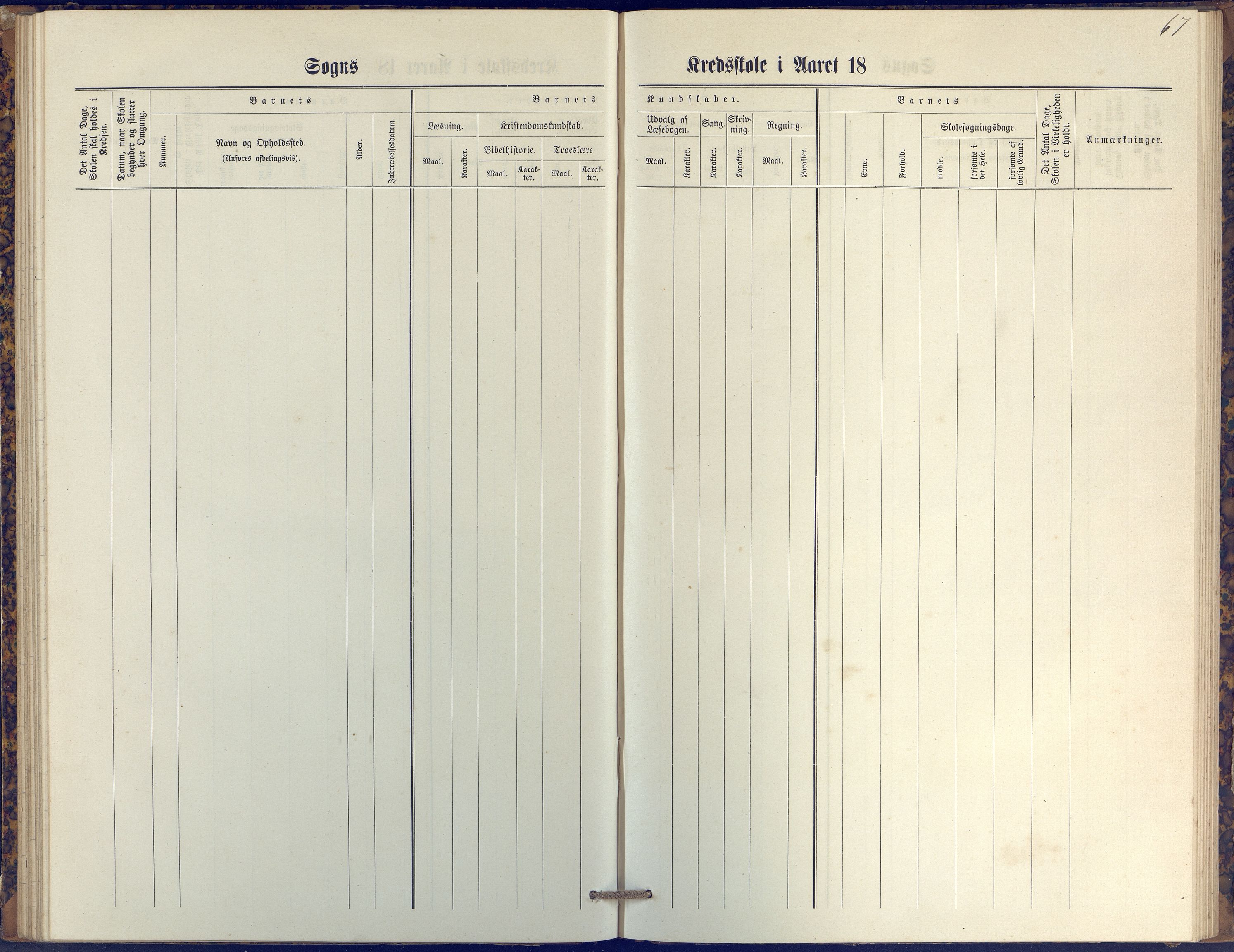 Stokken kommune, AAKS/KA0917-PK/04/04c/L0009: Skoleprotokoll  øverste  avd., 1879-1891, p. 67