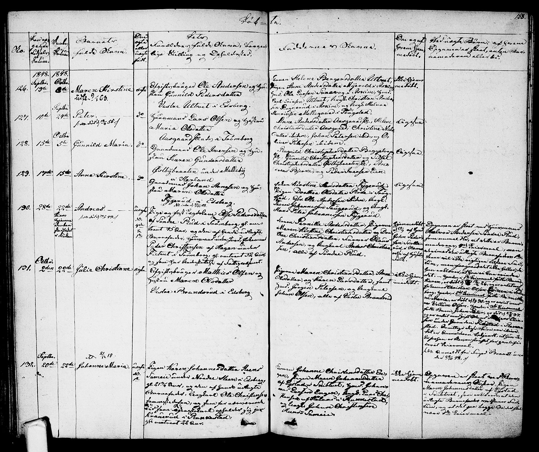 Eidsberg prestekontor Kirkebøker, AV/SAO-A-10905/F/Fa/L0008: Parish register (official) no. I 8, 1832-1848, p. 158