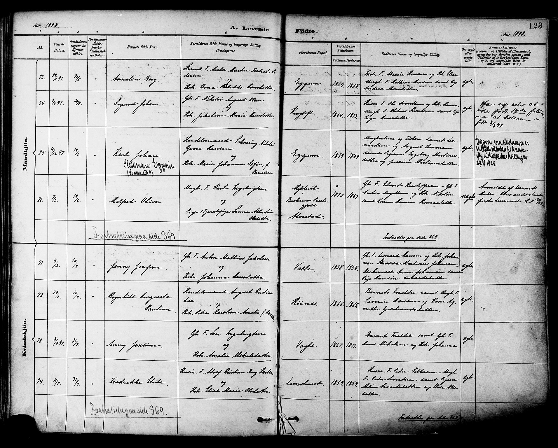 Ministerialprotokoller, klokkerbøker og fødselsregistre - Nordland, AV/SAT-A-1459/880/L1133: Parish register (official) no. 880A07, 1888-1898, p. 123