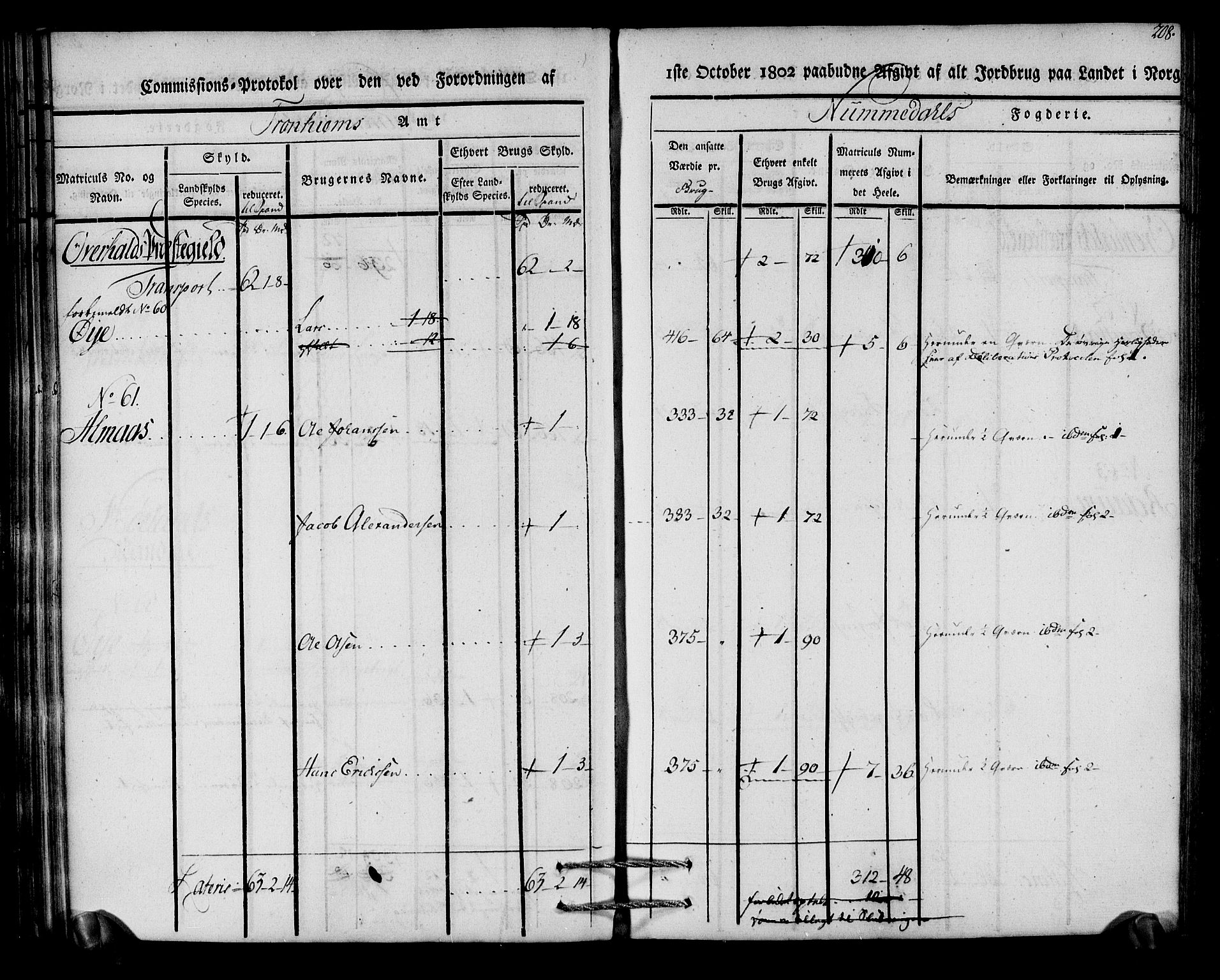 Rentekammeret inntil 1814, Realistisk ordnet avdeling, AV/RA-EA-4070/N/Ne/Nea/L0154: Namdalen fogderi. Kommisjonsprotokoll, 1803, p. 209