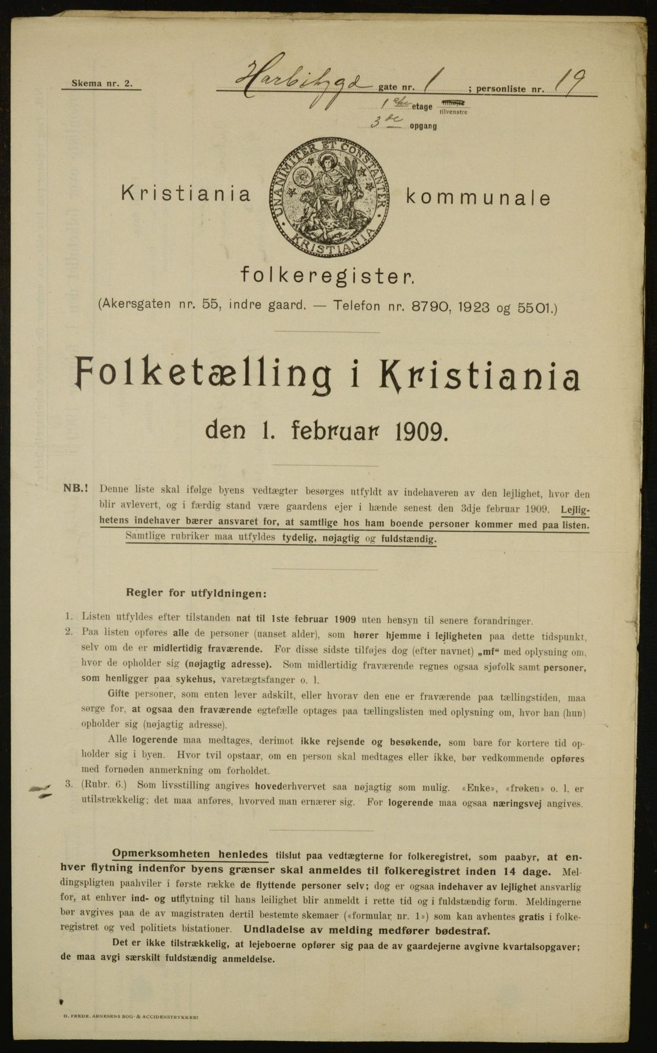 OBA, Municipal Census 1909 for Kristiania, 1909, p. 73314