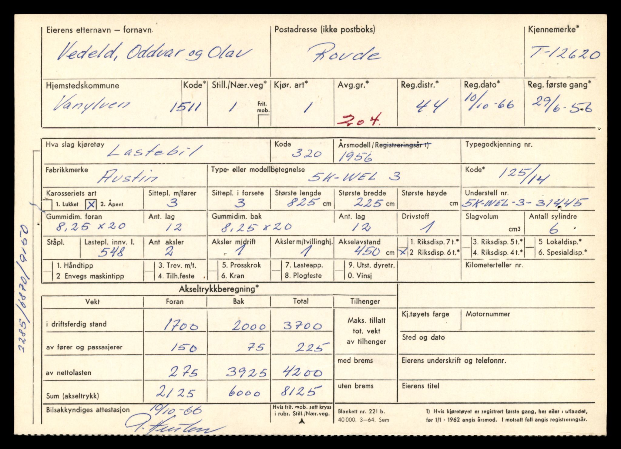 Møre og Romsdal vegkontor - Ålesund trafikkstasjon, AV/SAT-A-4099/F/Fe/L0034: Registreringskort for kjøretøy T 12500 - T 12652, 1927-1998, p. 2328