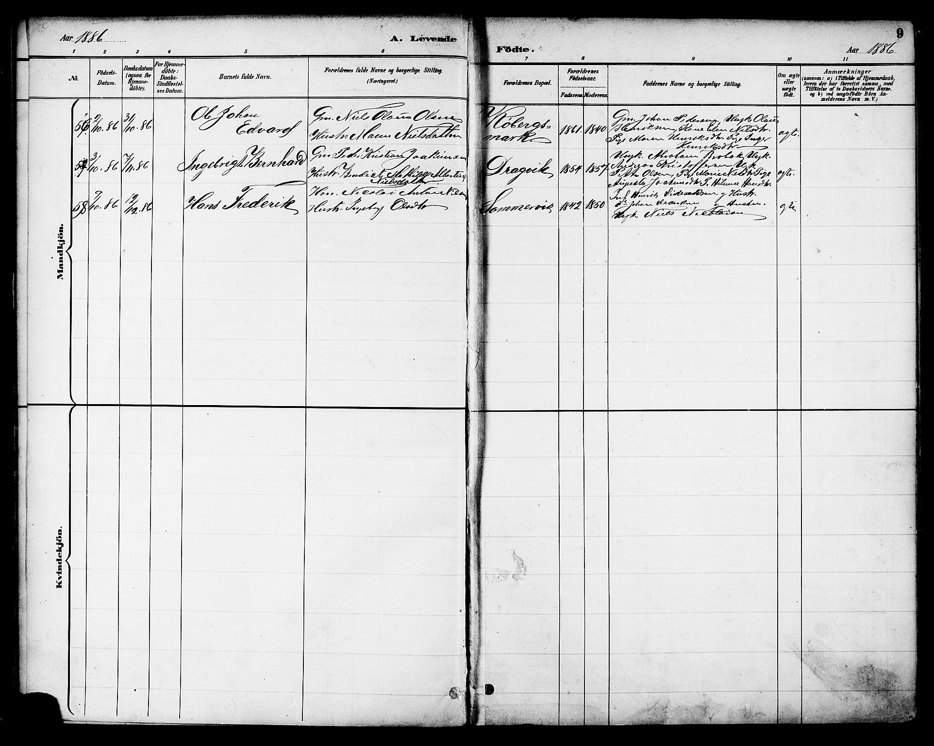 Ministerialprotokoller, klokkerbøker og fødselsregistre - Nordland, AV/SAT-A-1459/863/L0898: Parish register (official) no. 863A10, 1886-1897, p. 9