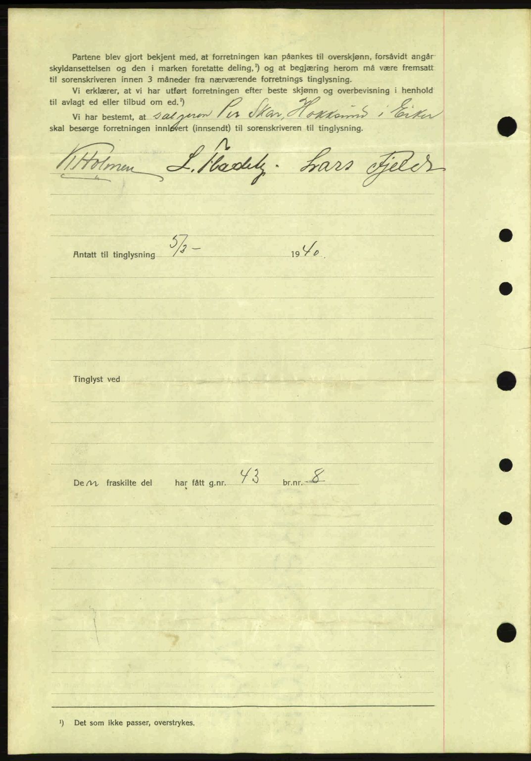 Idd og Marker sorenskriveri, AV/SAO-A-10283/G/Gb/Gbb/L0004: Mortgage book no. A4, 1940-1941, Diary no: : 247/1940