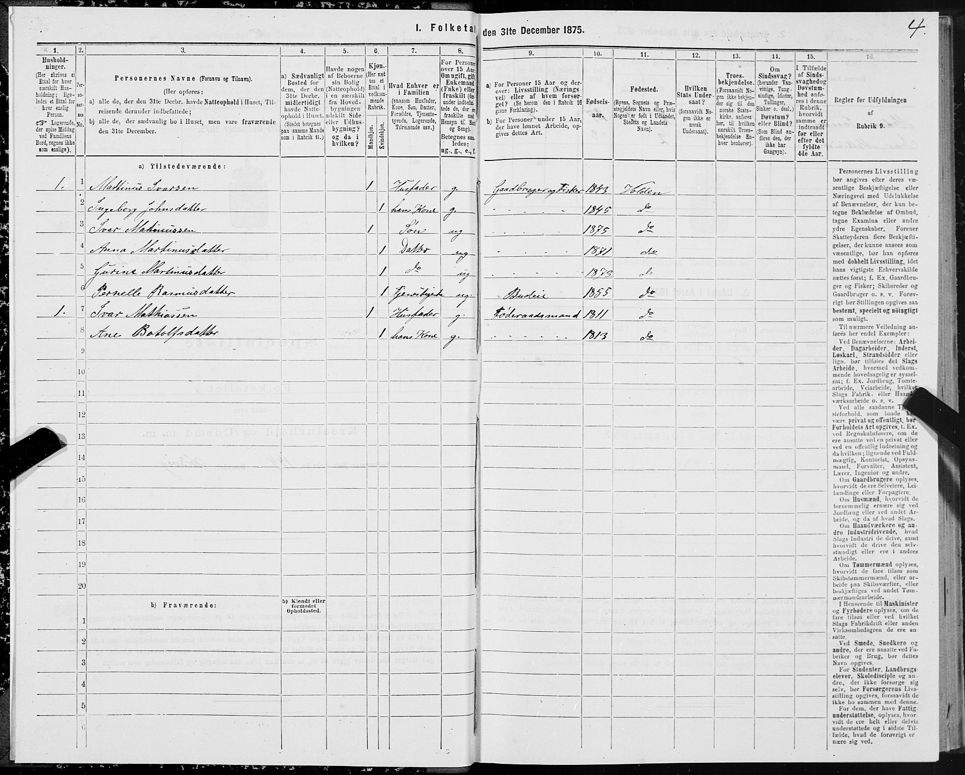 SAT, 1875 census for 1519P Volda, 1875, p. 5004