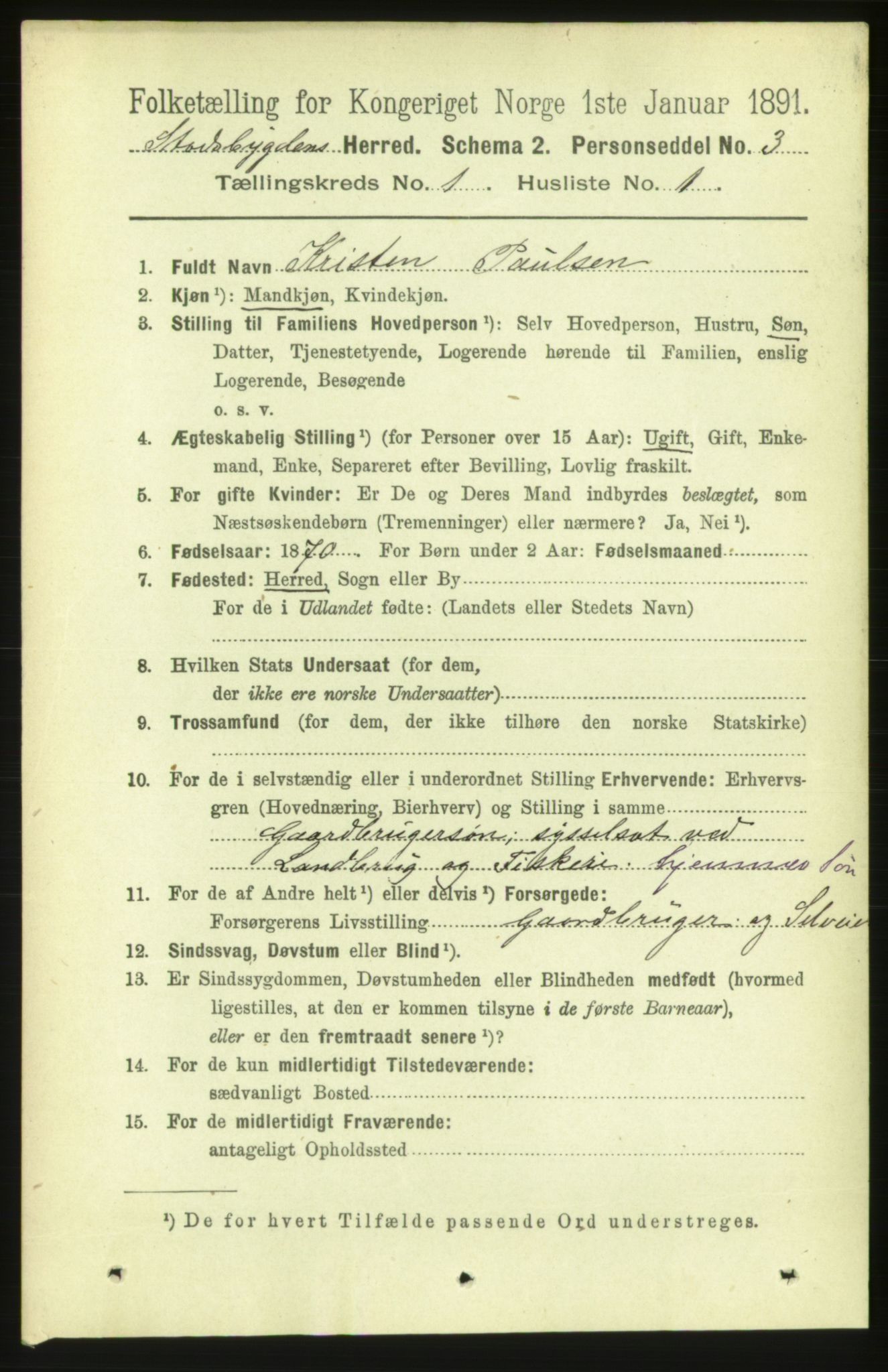 RA, 1891 census for 1625 Stadsbygd, 1891, p. 106