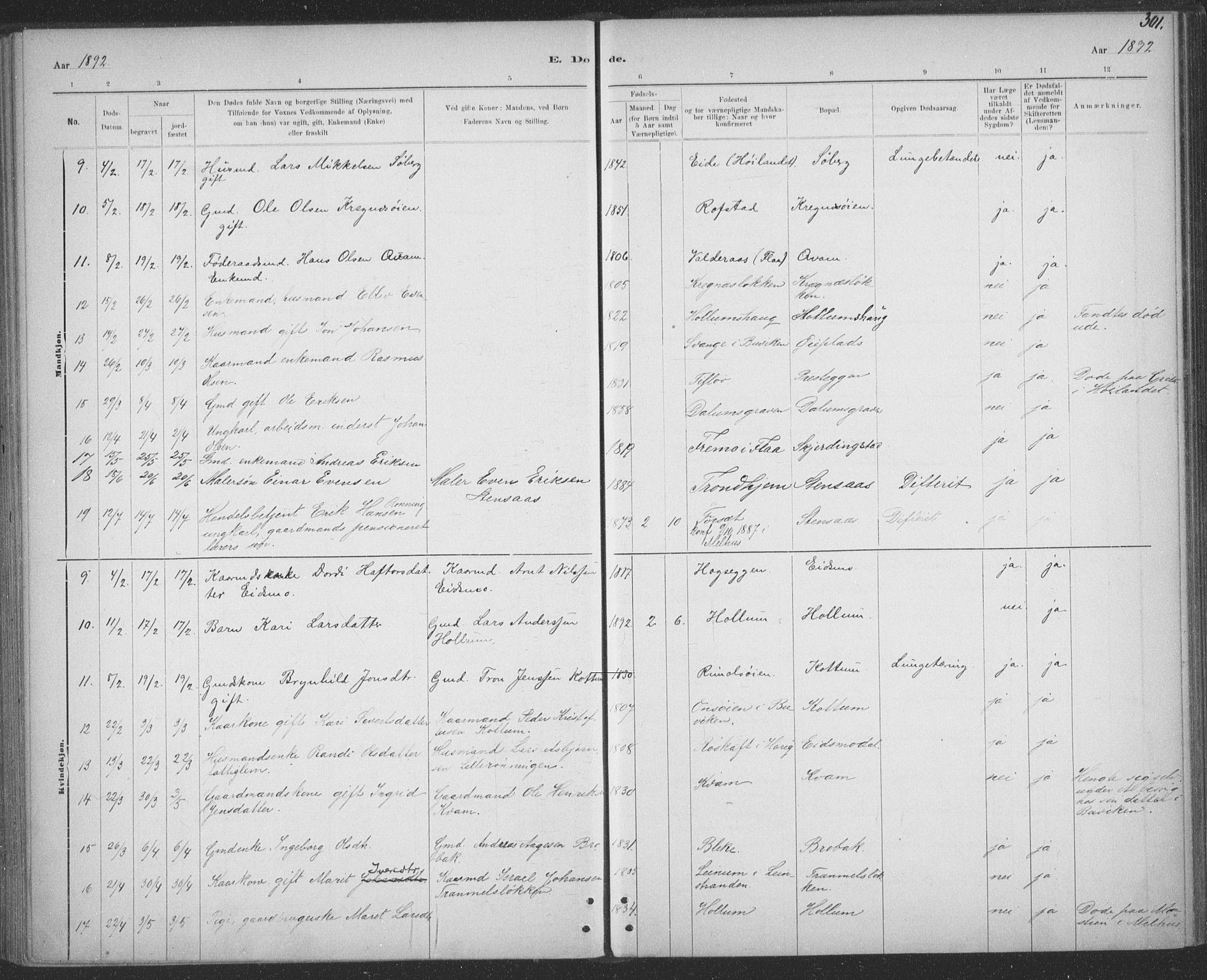 Ministerialprotokoller, klokkerbøker og fødselsregistre - Sør-Trøndelag, SAT/A-1456/691/L1085: Parish register (official) no. 691A17, 1887-1908, p. 301