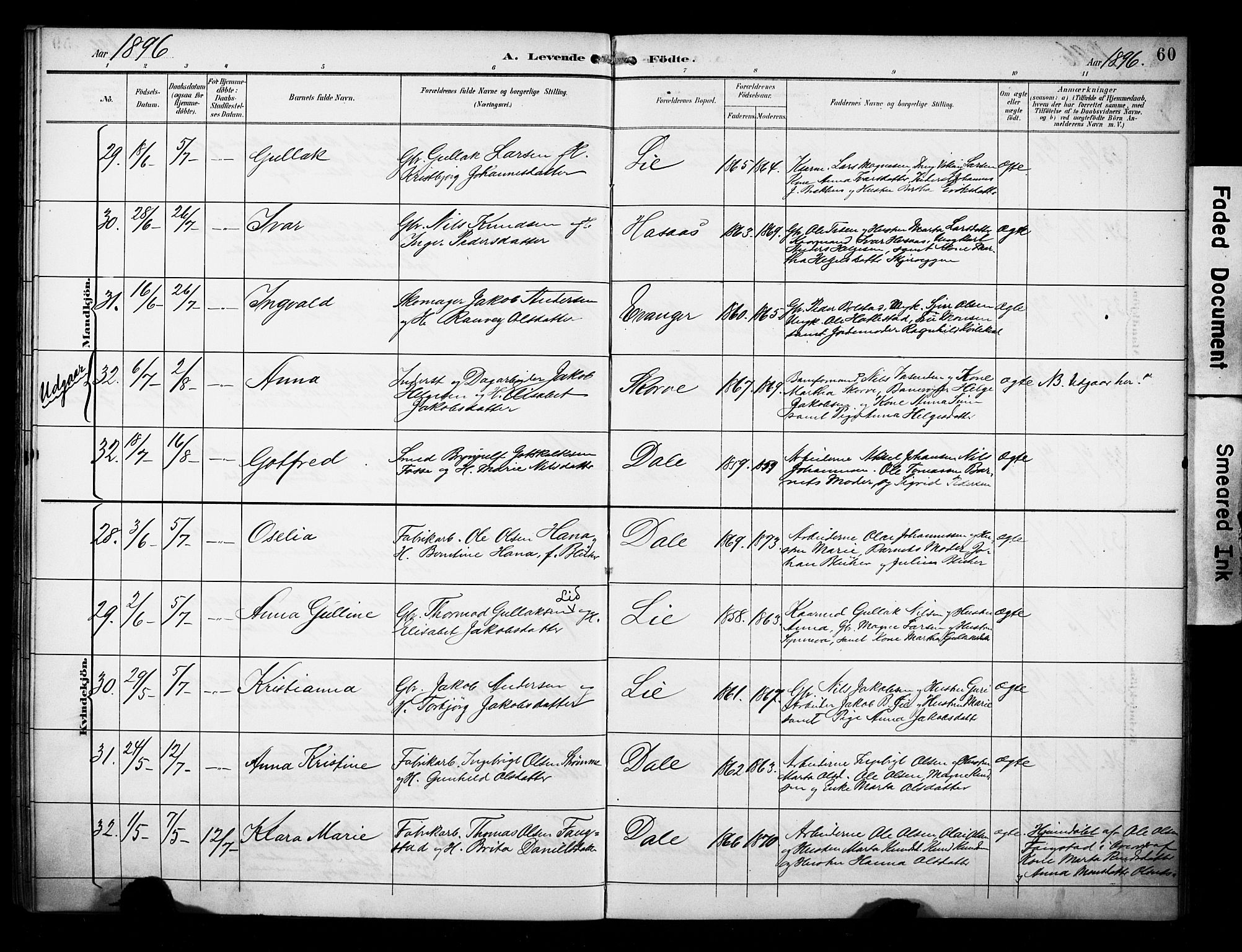 Evanger sokneprestembete, AV/SAB-A-99924: Parish register (official) no. A 2, 1892-1899, p. 60