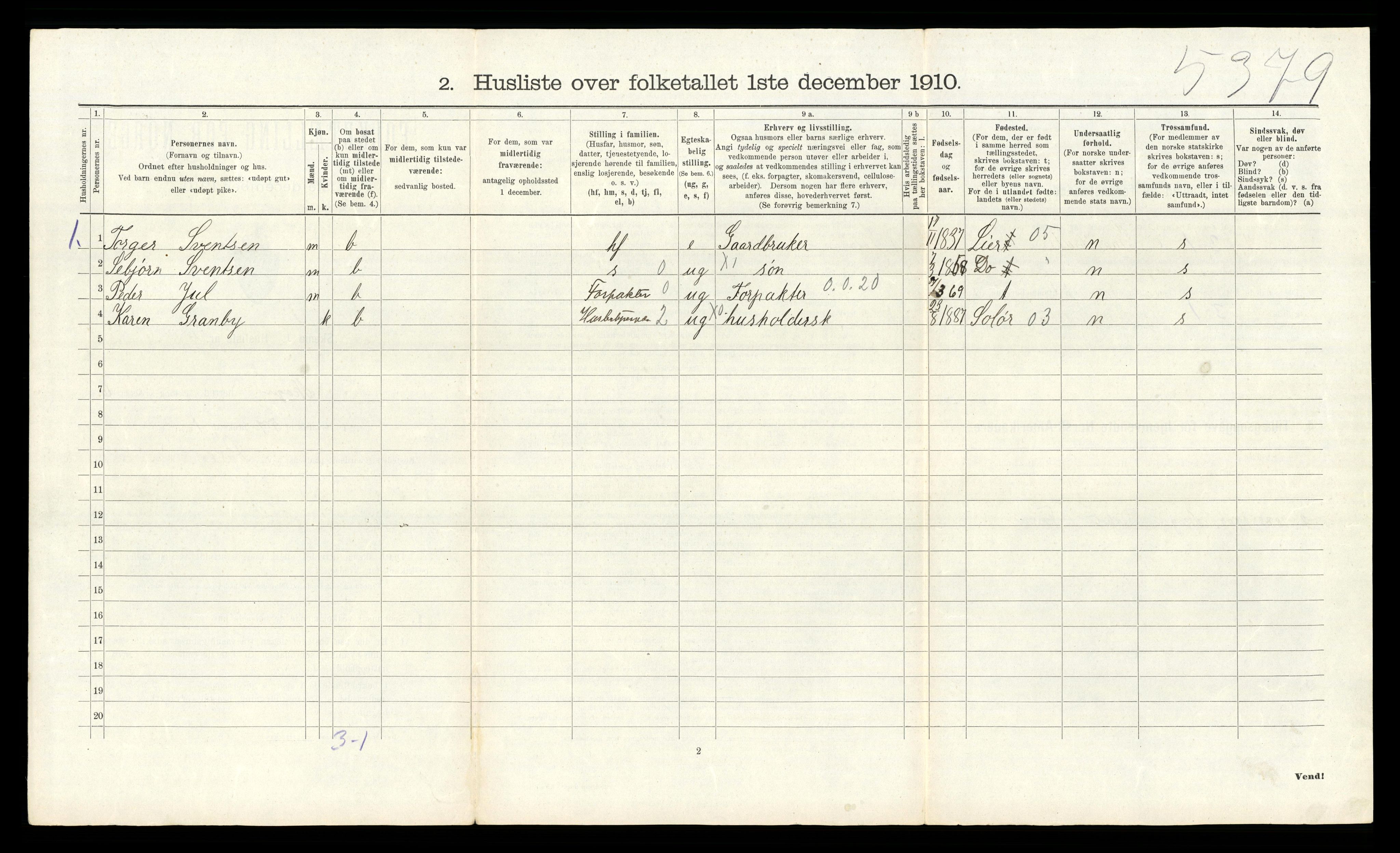 RA, 1910 census for Skoger, 1910, p. 1279