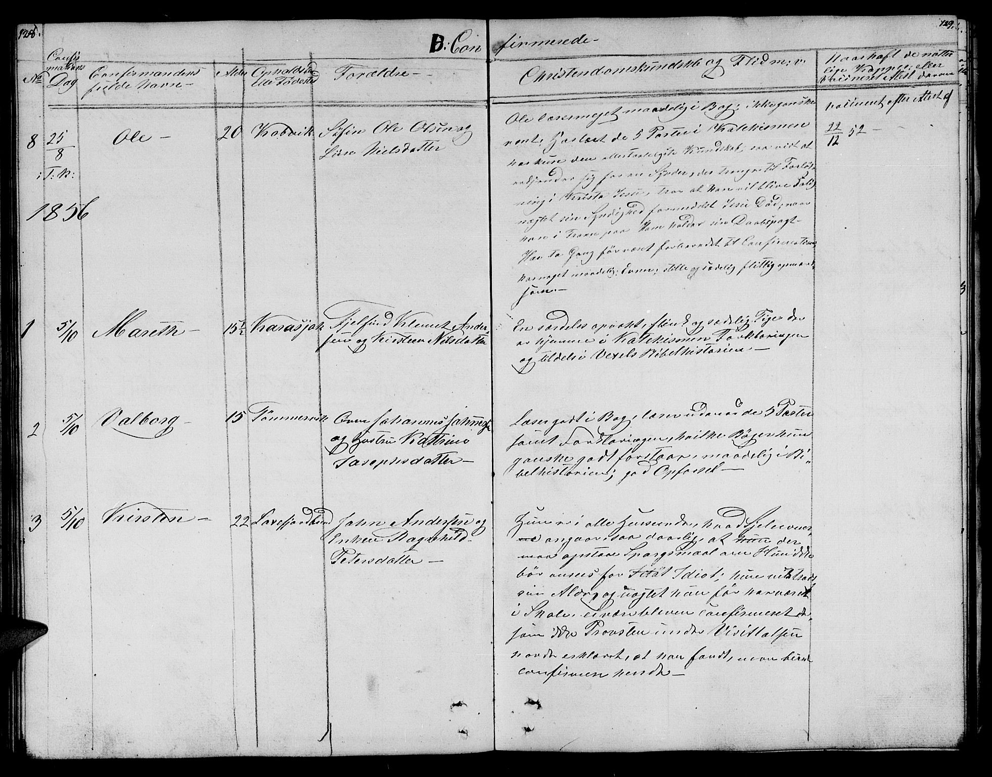 Lebesby sokneprestkontor, SATØ/S-1353/H/Hb/L0001klokker: Parish register (copy) no. 1, 1846-1862, p. 128-129