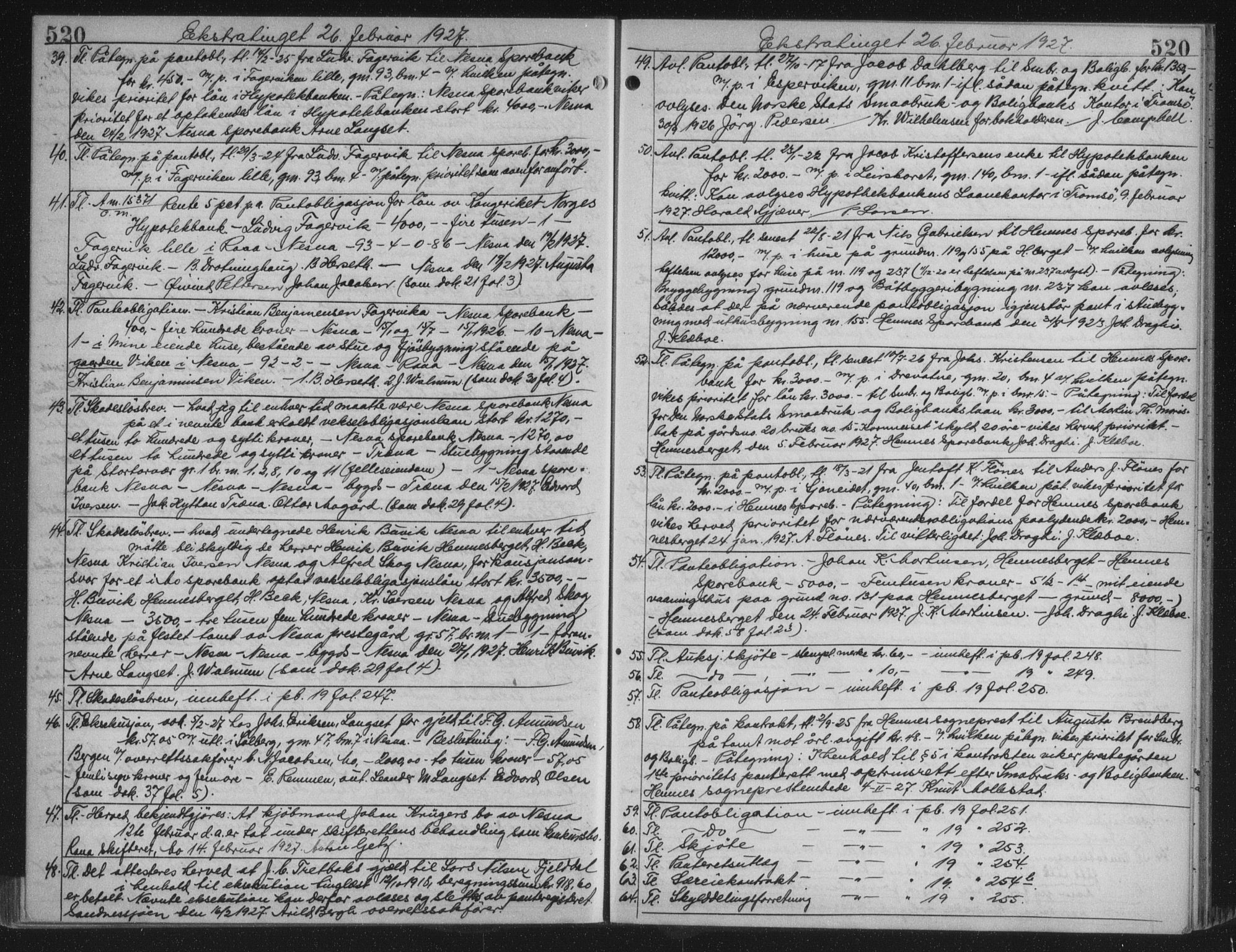 Rana sorenskriveri , AV/SAT-A-1108/1/2/2C/L0018: Mortgage book no. 18, 1923-1928, p. 520, Deed date: 26.02.1927