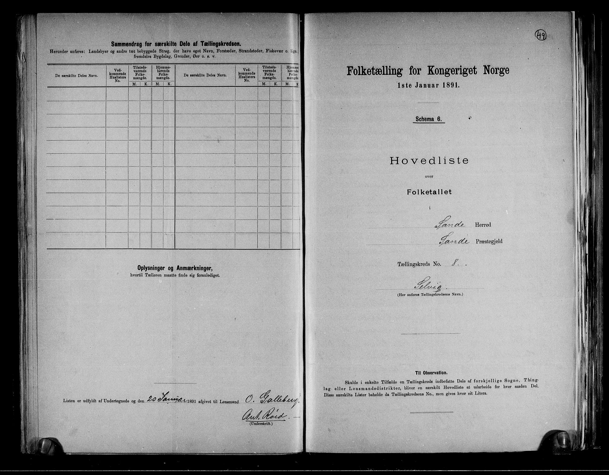RA, 1891 census for 0713 Sande, 1891, p. 18