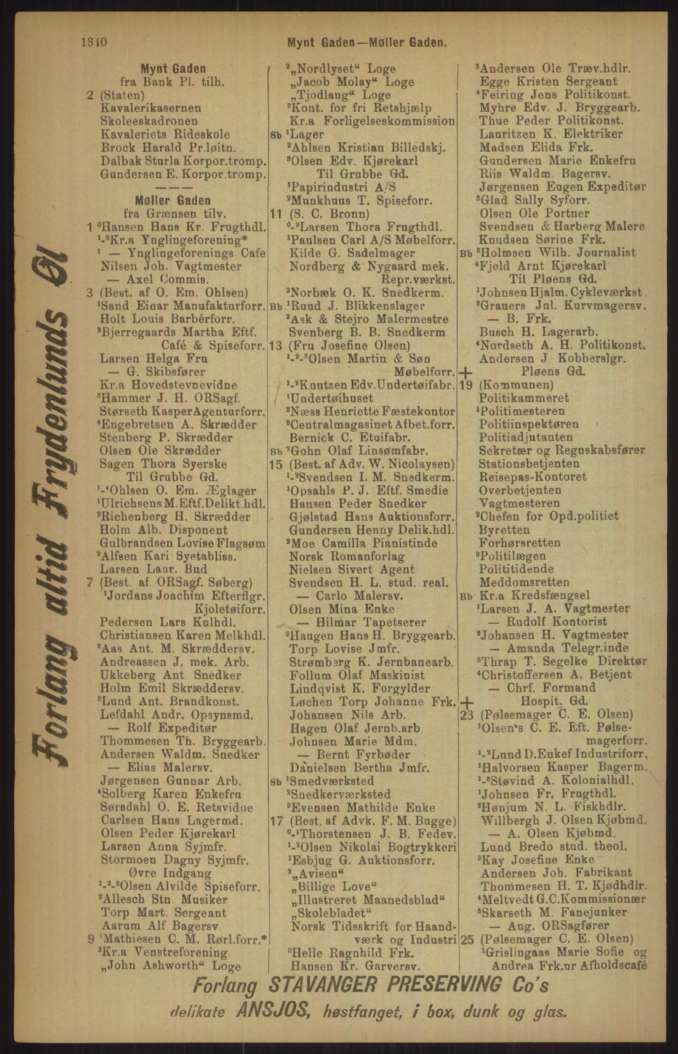 Kristiania/Oslo adressebok, PUBL/-, 1911, p. 1340