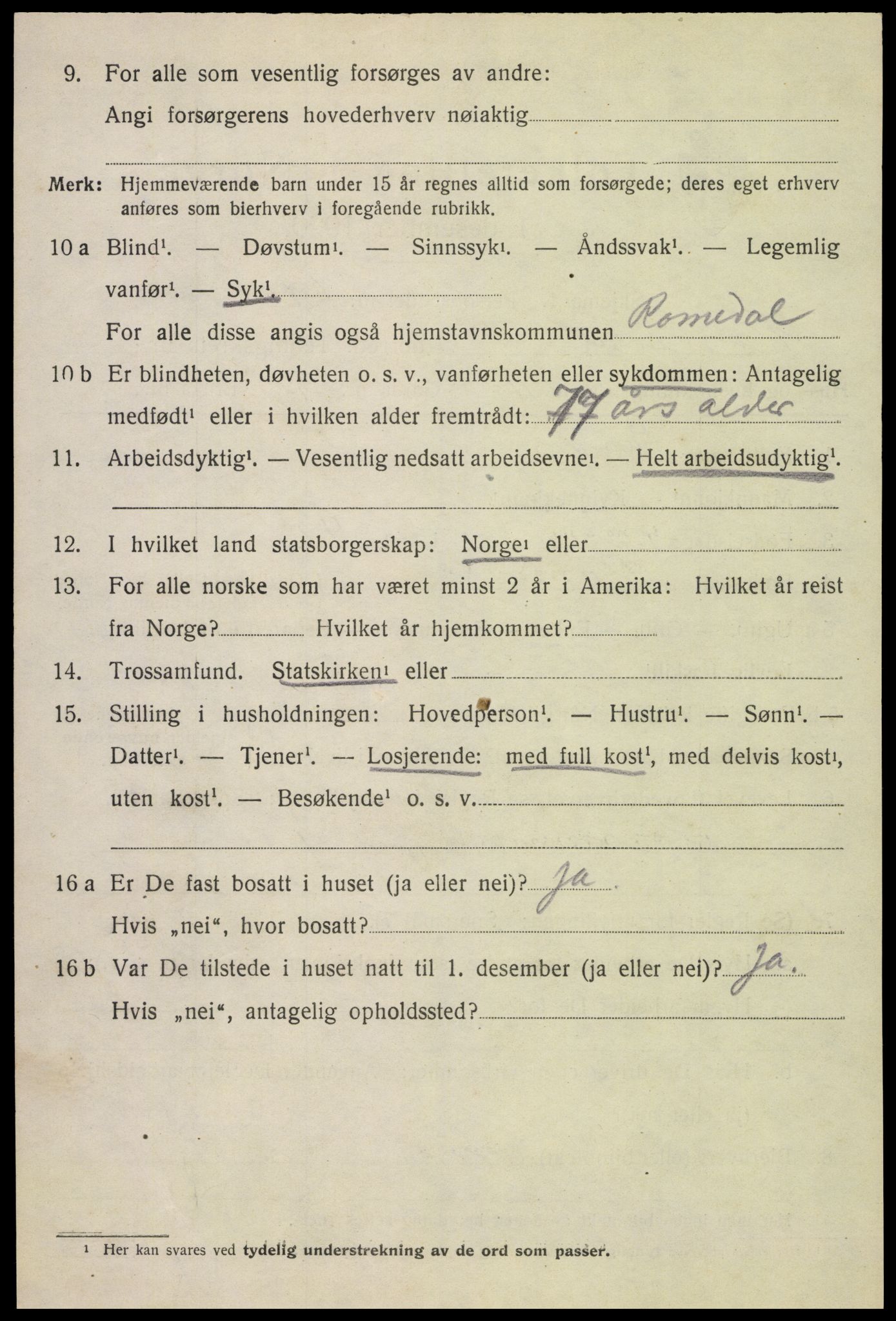 SAH, 1920 census for Romedal, 1920, p. 2062