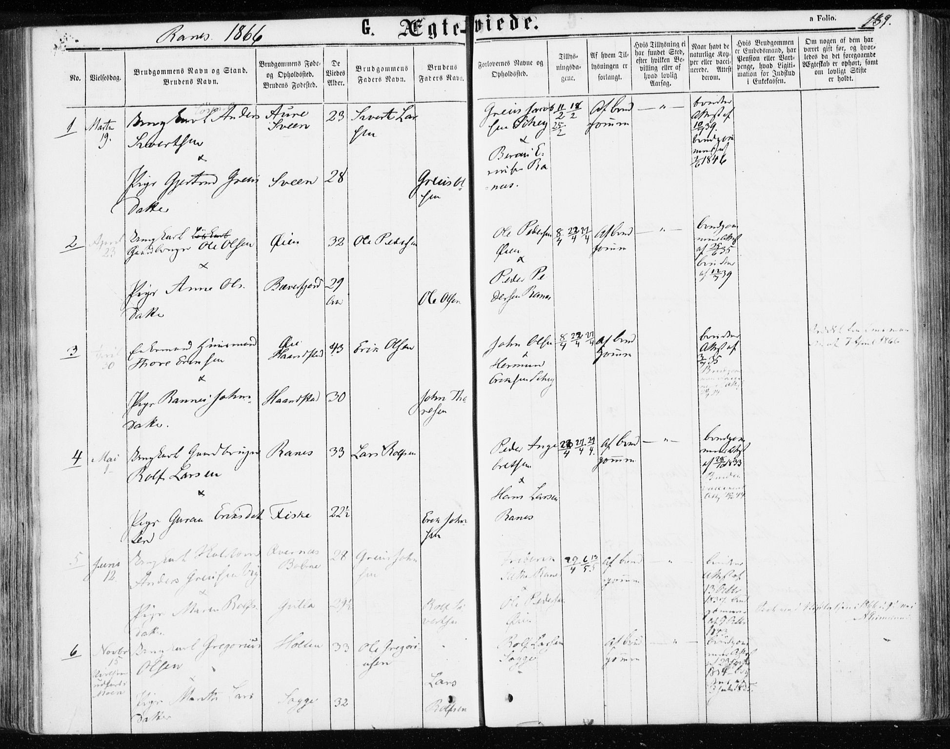 Ministerialprotokoller, klokkerbøker og fødselsregistre - Møre og Romsdal, AV/SAT-A-1454/595/L1045: Parish register (official) no. 595A07, 1863-1873, p. 189