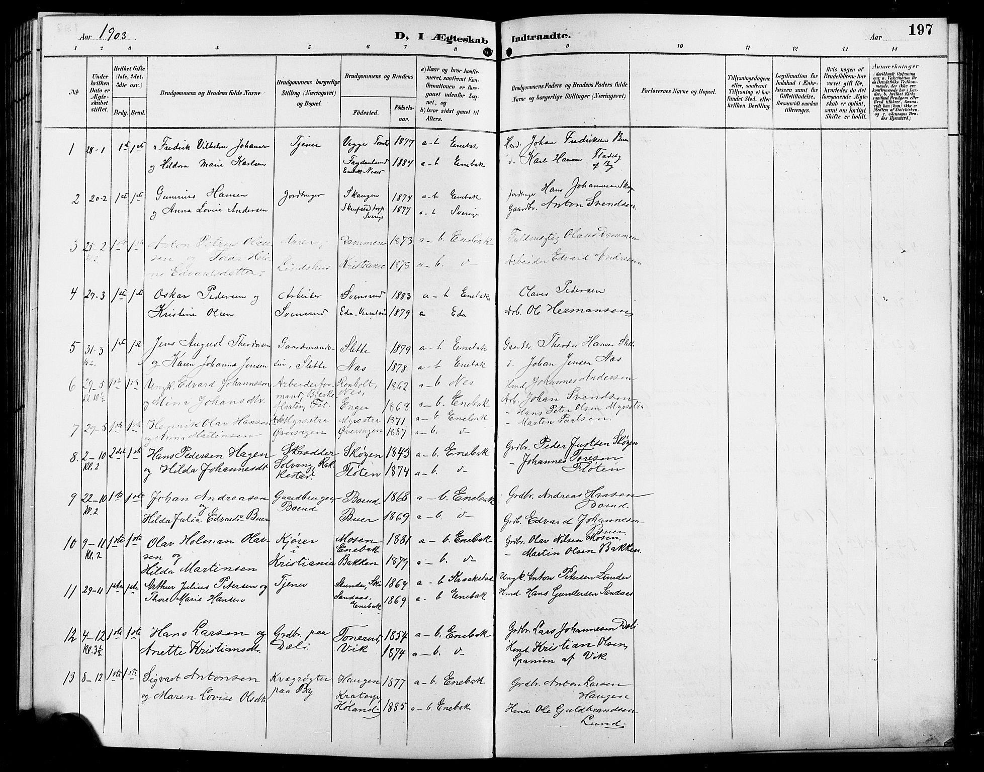 Enebakk prestekontor Kirkebøker, SAO/A-10171c/G/Ga/L0006: Parish register (copy) no. I 6, 1889-1911, p. 197