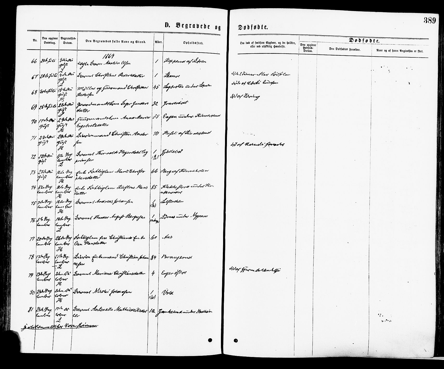 Høland prestekontor Kirkebøker, AV/SAO-A-10346a/F/Fa/L0012.a: Parish register (official) no. I 12A, 1869-1879, p. 389