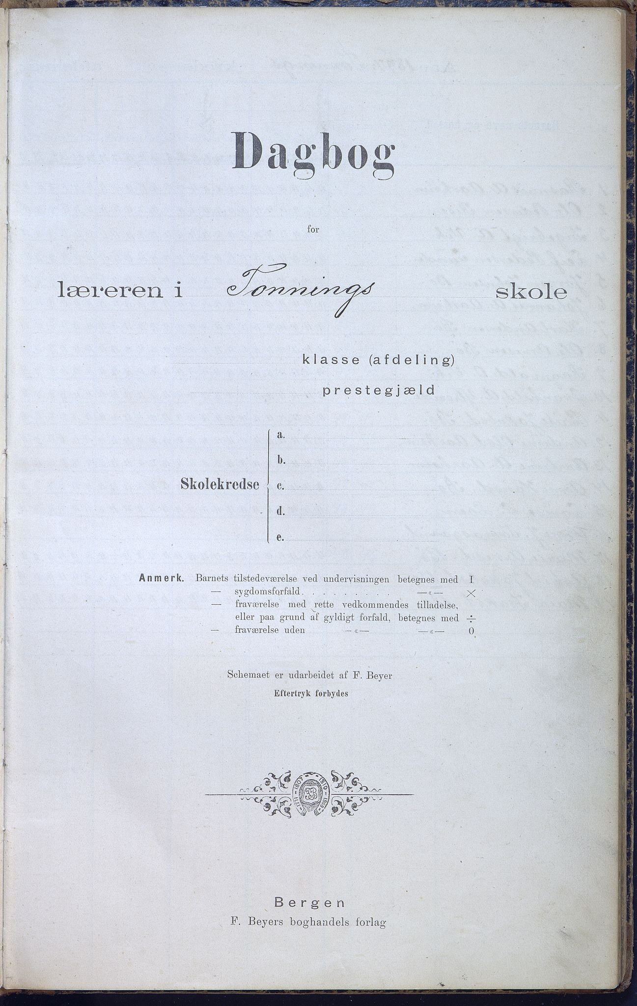 Stryn kommune. Tonning skule, VLFK/K-14491.520.10/543/L0004: dagbok for Tonning skule, 1897-1911