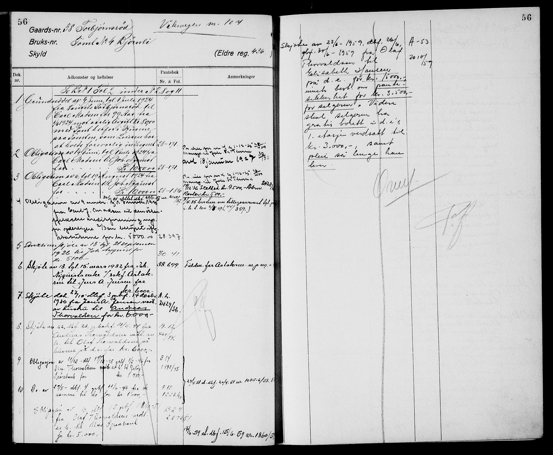 Moss sorenskriveri, SAO/A-10168: Mortgage register no. XI 6, 1834-1961, p. 56