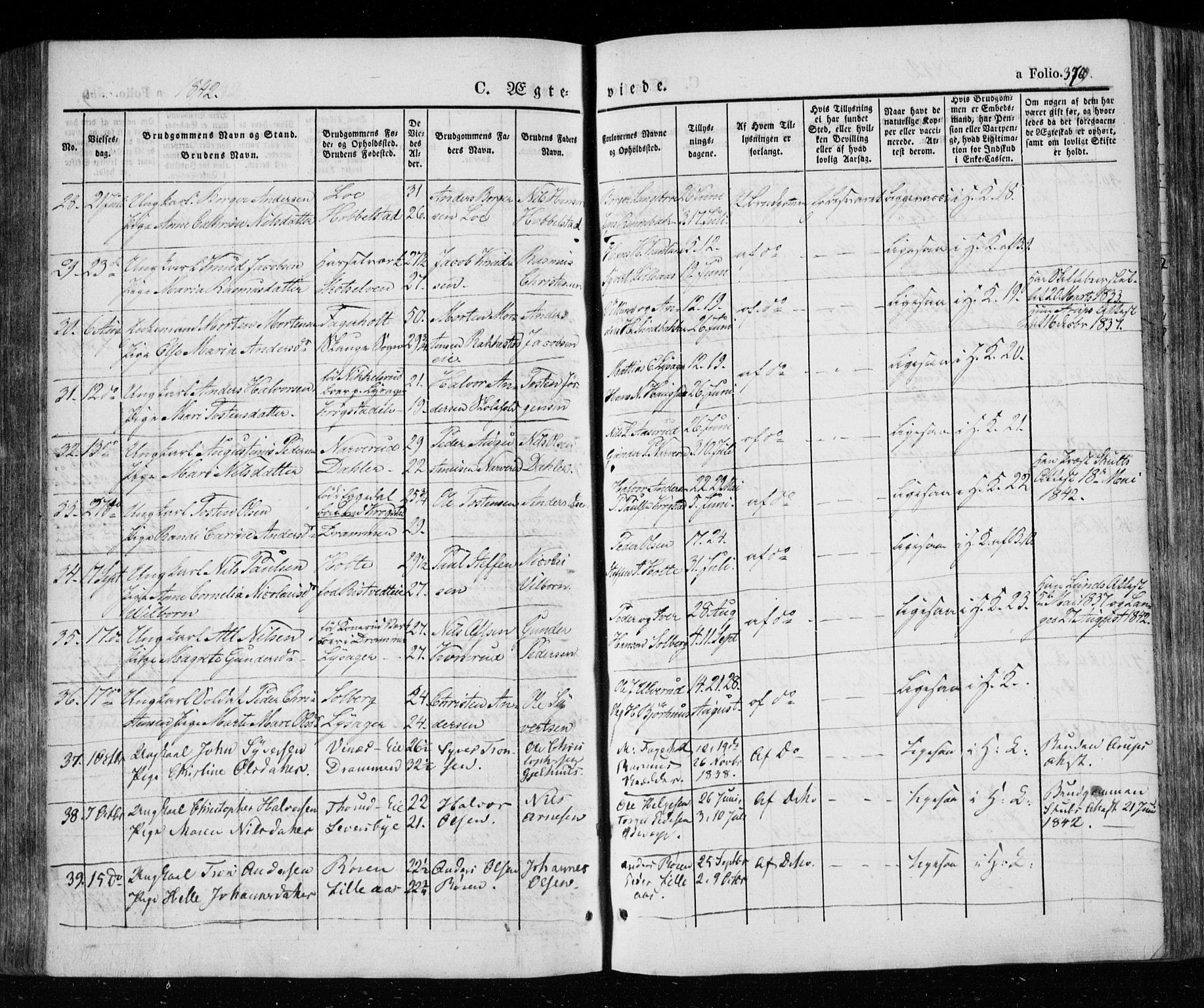 Eiker kirkebøker, AV/SAKO-A-4/F/Fa/L0013a: Parish register (official) no. I 13A, 1832-1845, p. 370