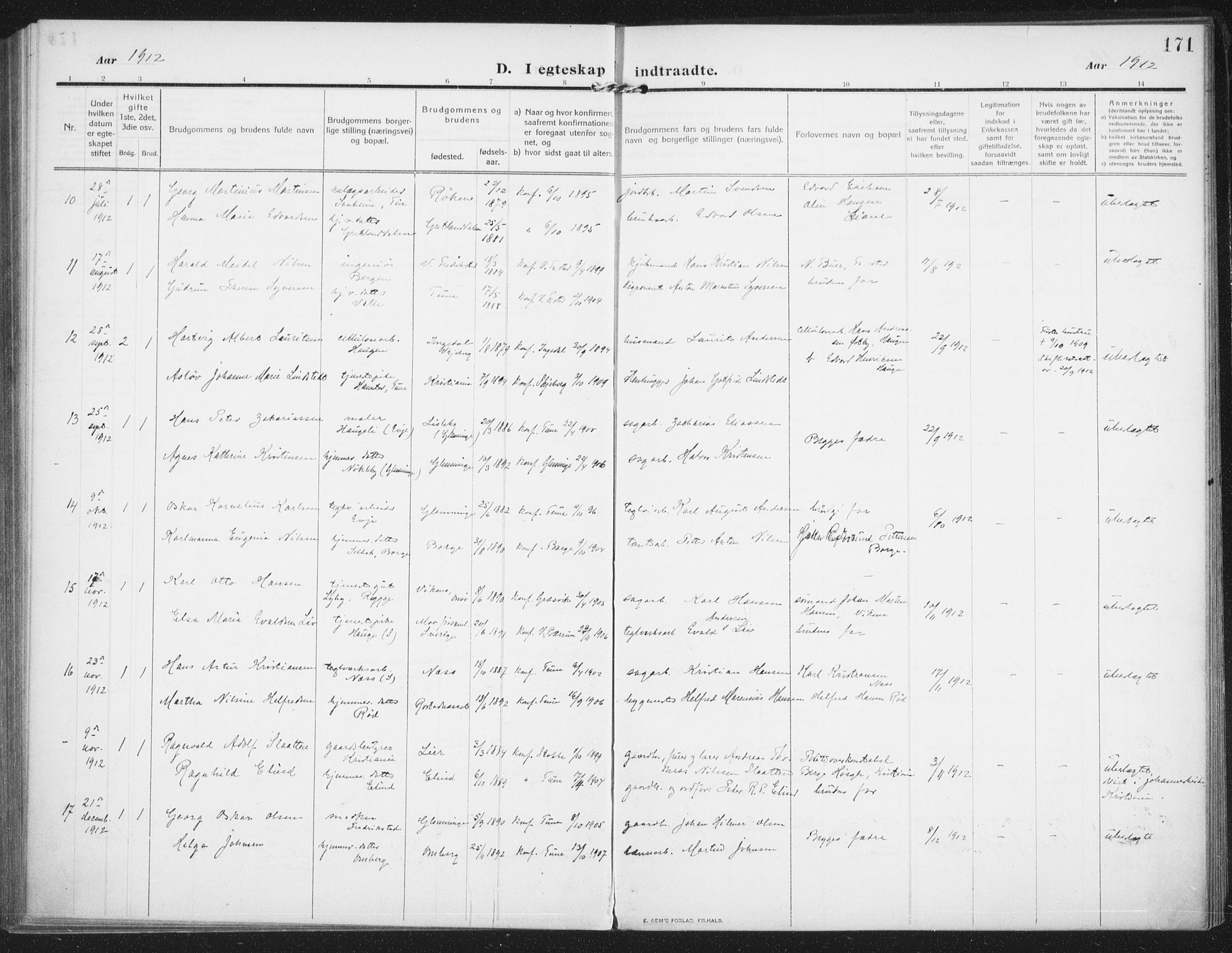 Rolvsøy prestekontor Kirkebøker, AV/SAO-A-2004/F/Fa/L0002: Parish register (official) no. 2, 1909-1917, p. 171