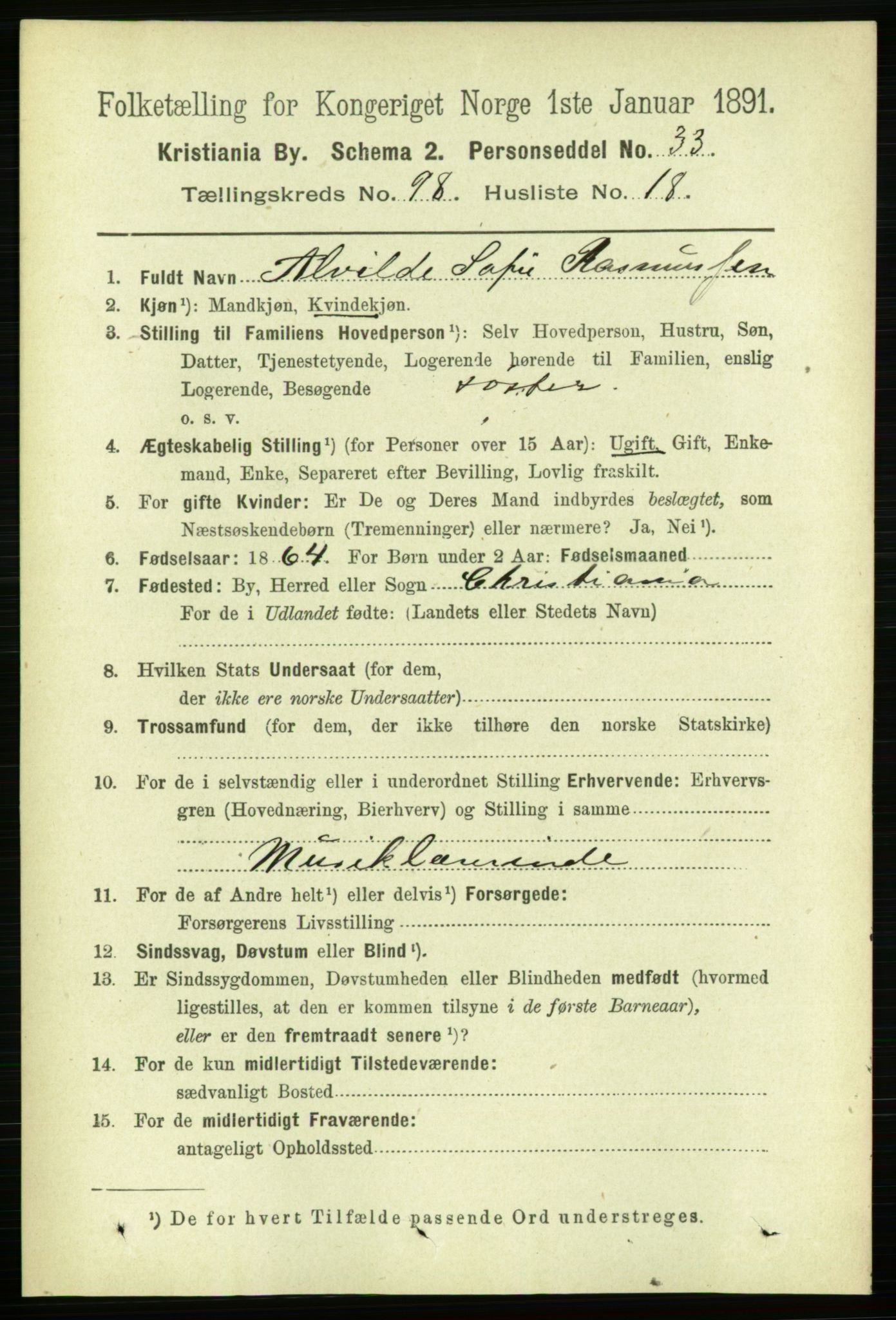 RA, 1891 census for 0301 Kristiania, 1891, p. 48265