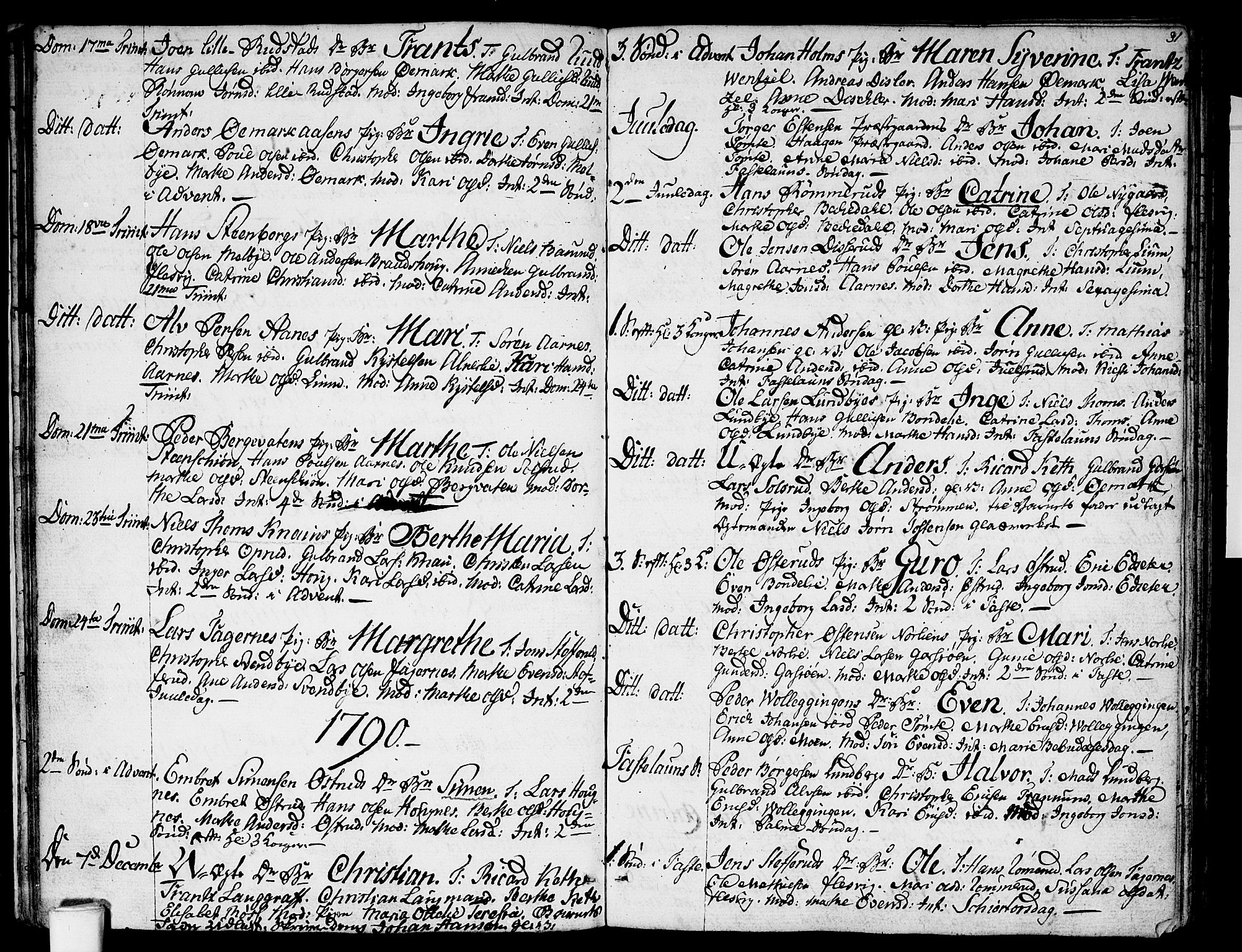 Hurdal prestekontor Kirkebøker, SAO/A-10889/F/Fa/L0001: Parish register (official) no. I 1, 1777-1812, p. 31