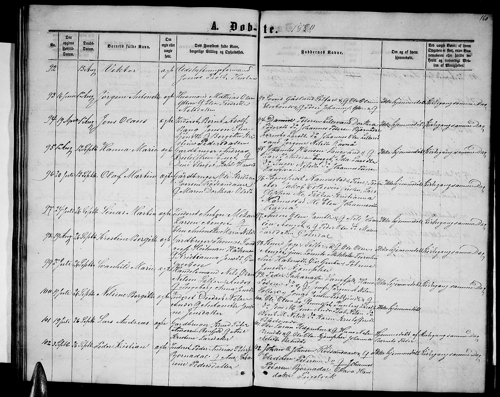 Ministerialprotokoller, klokkerbøker og fødselsregistre - Nordland, AV/SAT-A-1459/827/L0415: Parish register (copy) no. 827C04, 1864-1886, p. 160